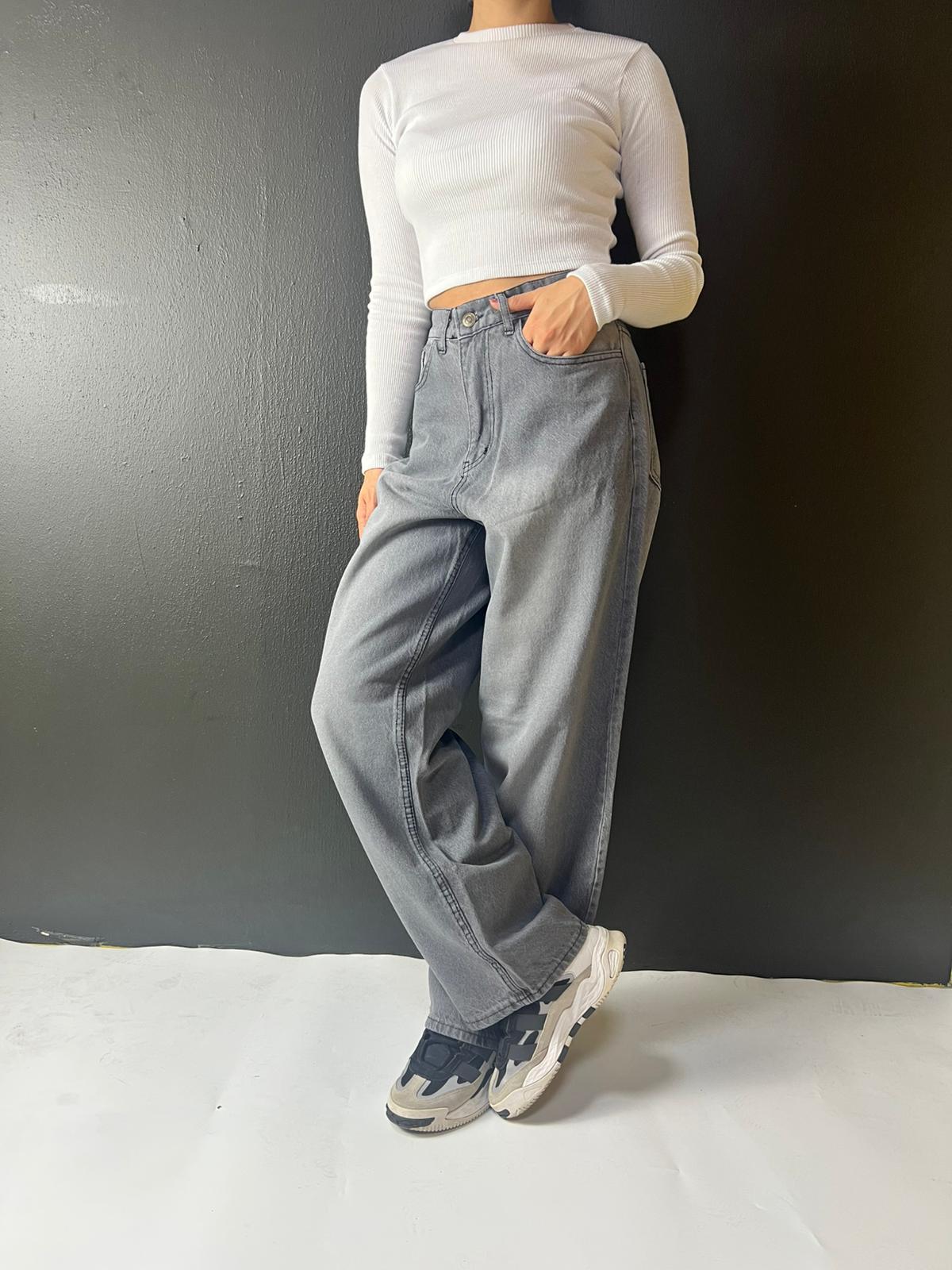 UNİSEX VİNTAGE ESKİTME YIKAMALI BAGGY JEANS