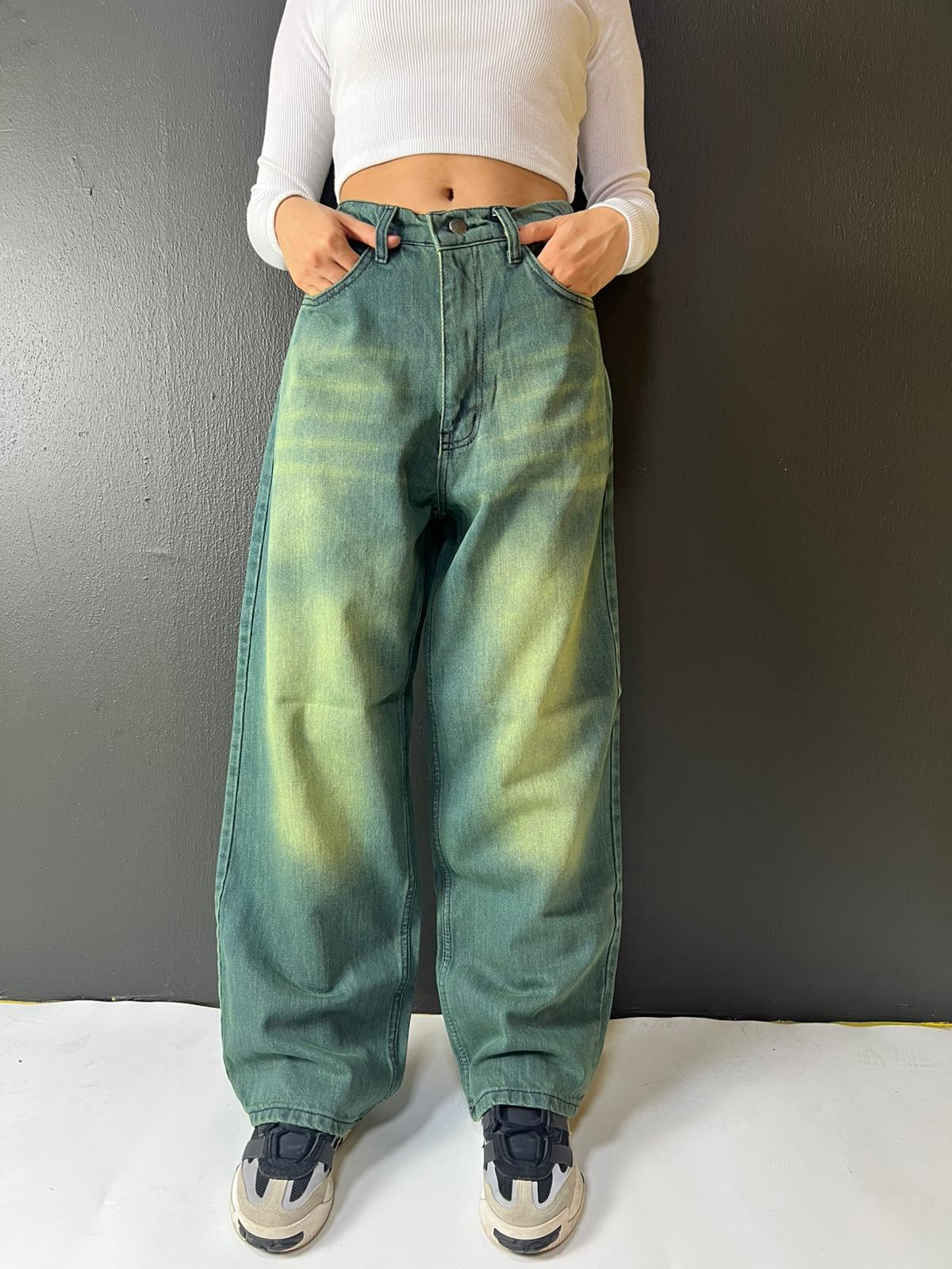 UNİSEX ESKİTME YIKAMALI VİNTAGE BAGGY JEANS