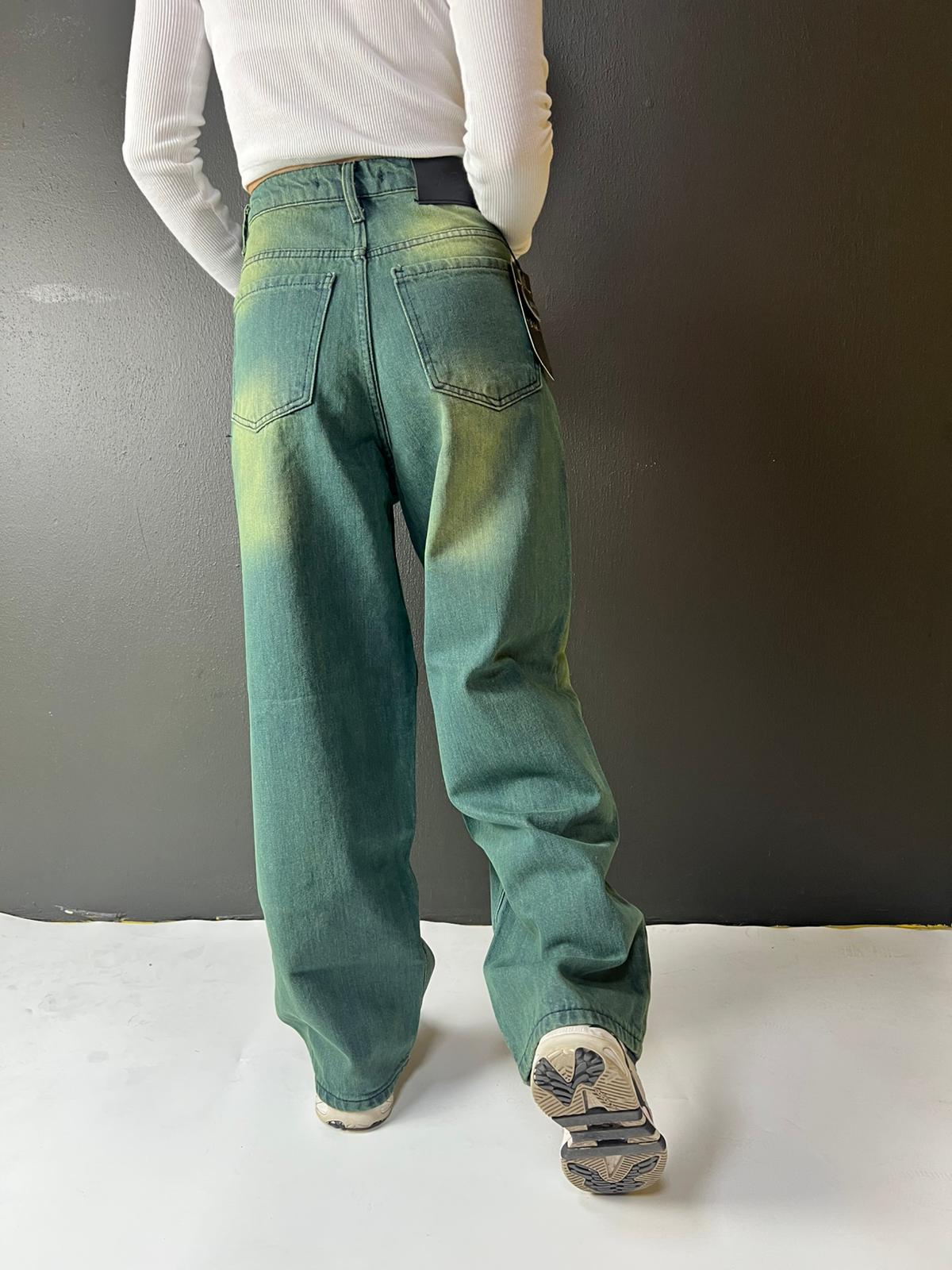 UNİSEX ESKİTME YIKAMALI VİNTAGE BAGGY JEANS