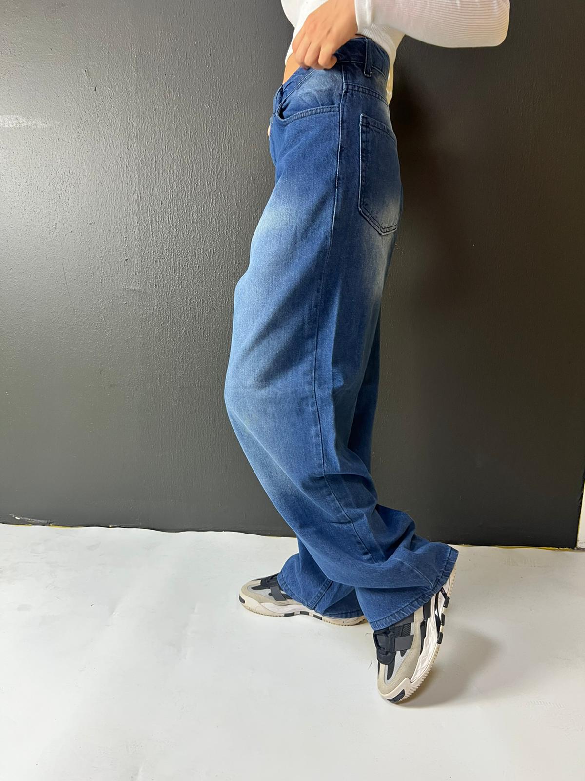 ESKİTME VİNTAGE YIKAMALI UNİSEX BAGGY JEANS PANTOLON