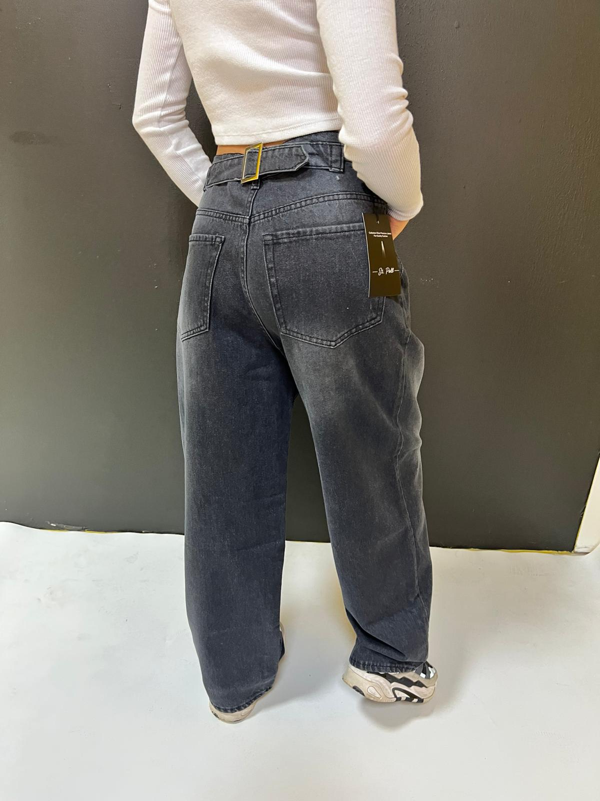 TİNT YIKAMALI ARKASI TOKALI BAGGY JEANS