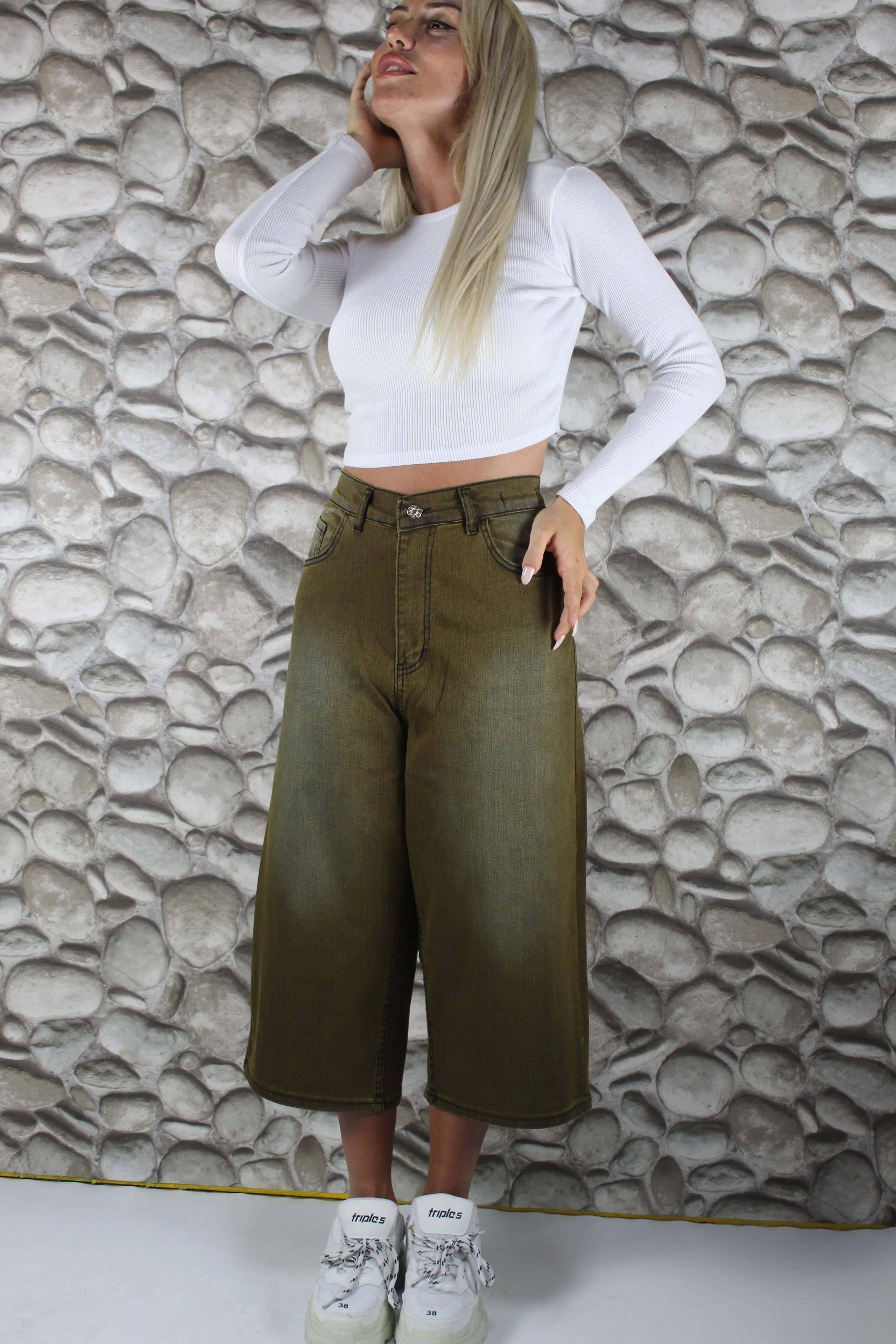 LİKRALI VİNTAGE YIKAMA BAGGY ŞORTOLON