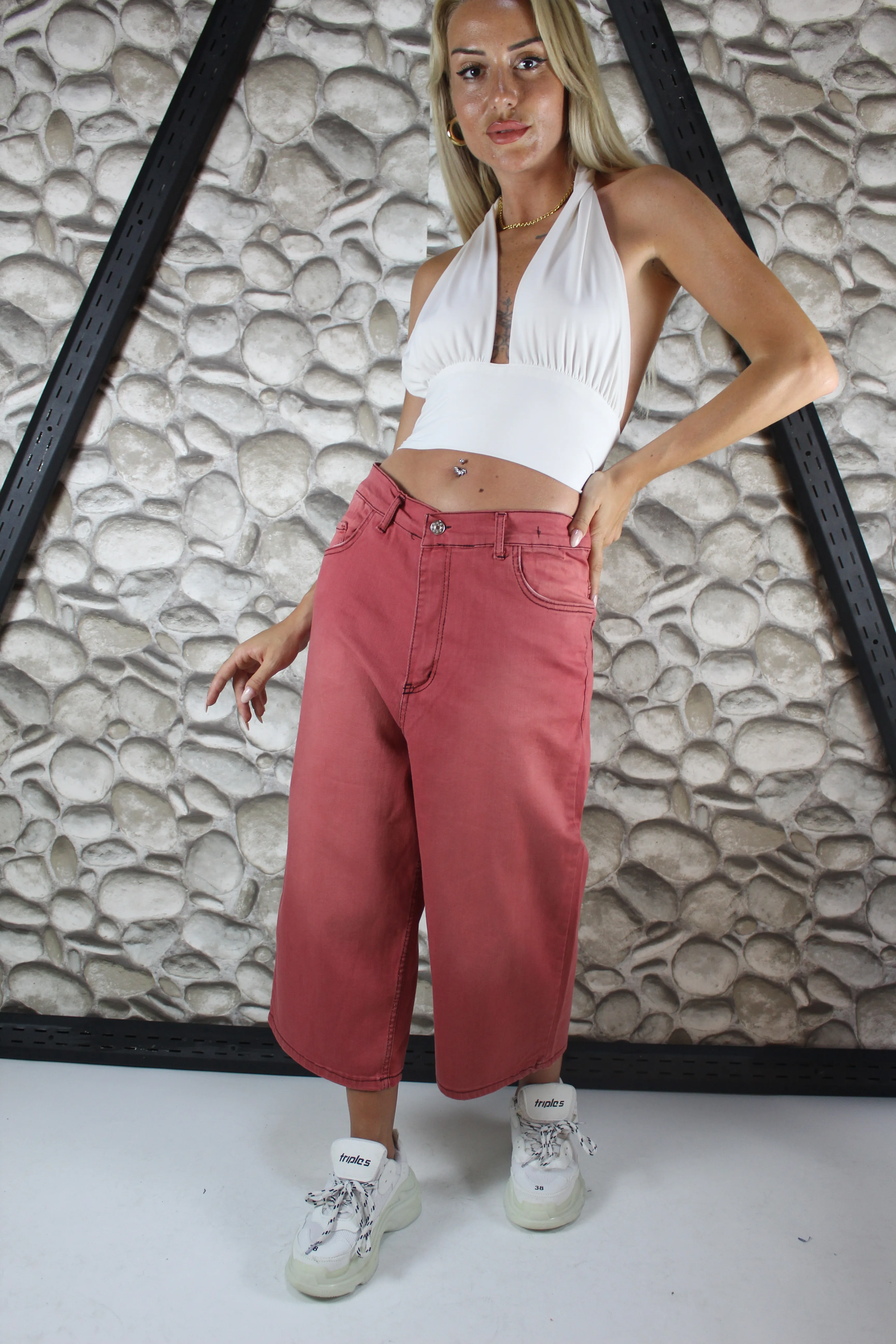 LİKRALI VİNTAGE YIKAMA BAGGY ŞORTOLON