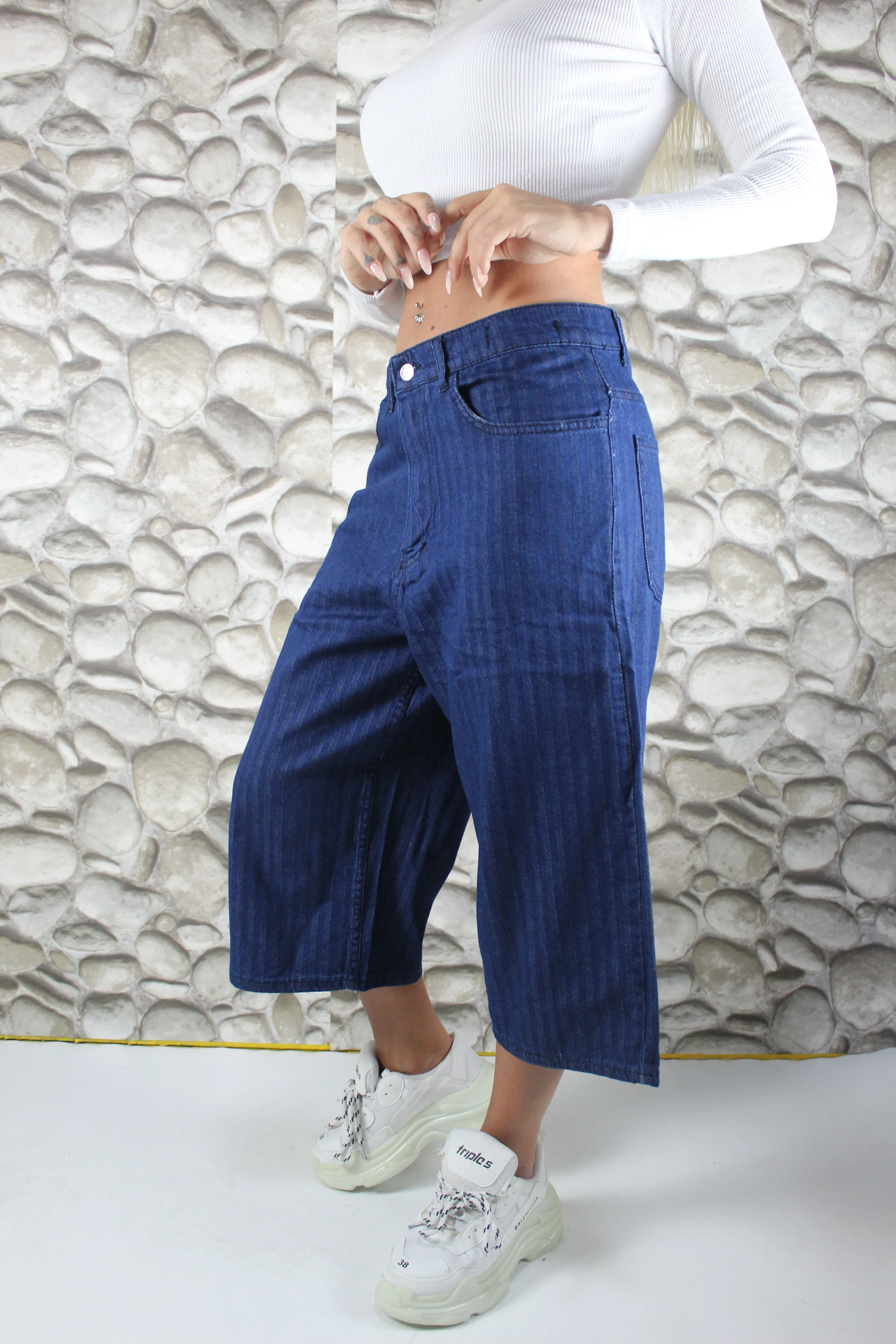 LİKRALI VİNTAGE YIKAMA BAGGY ŞORTOLON