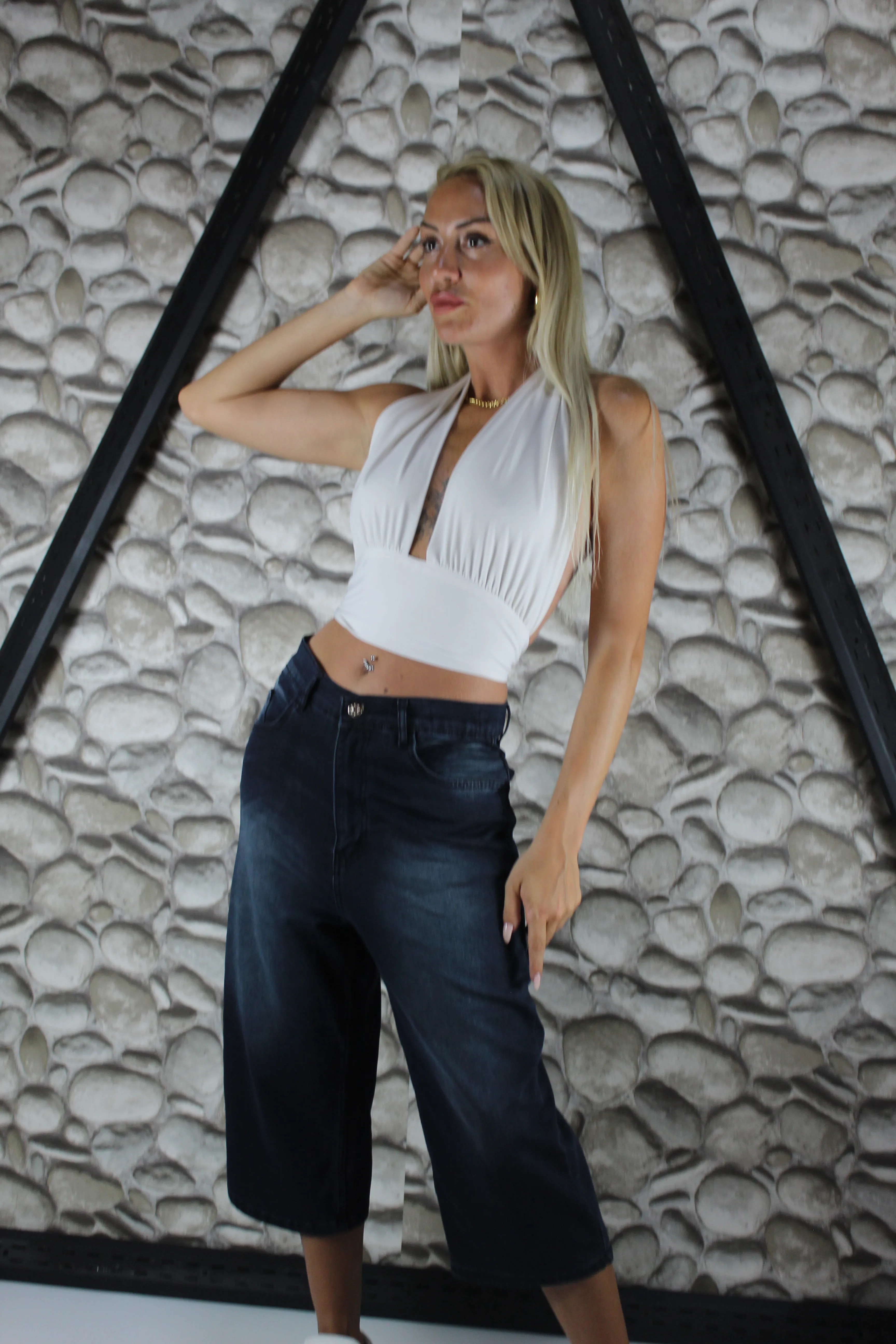 LİKRALI VİNTAGE YIKAMA BAGGY ŞORTOLON