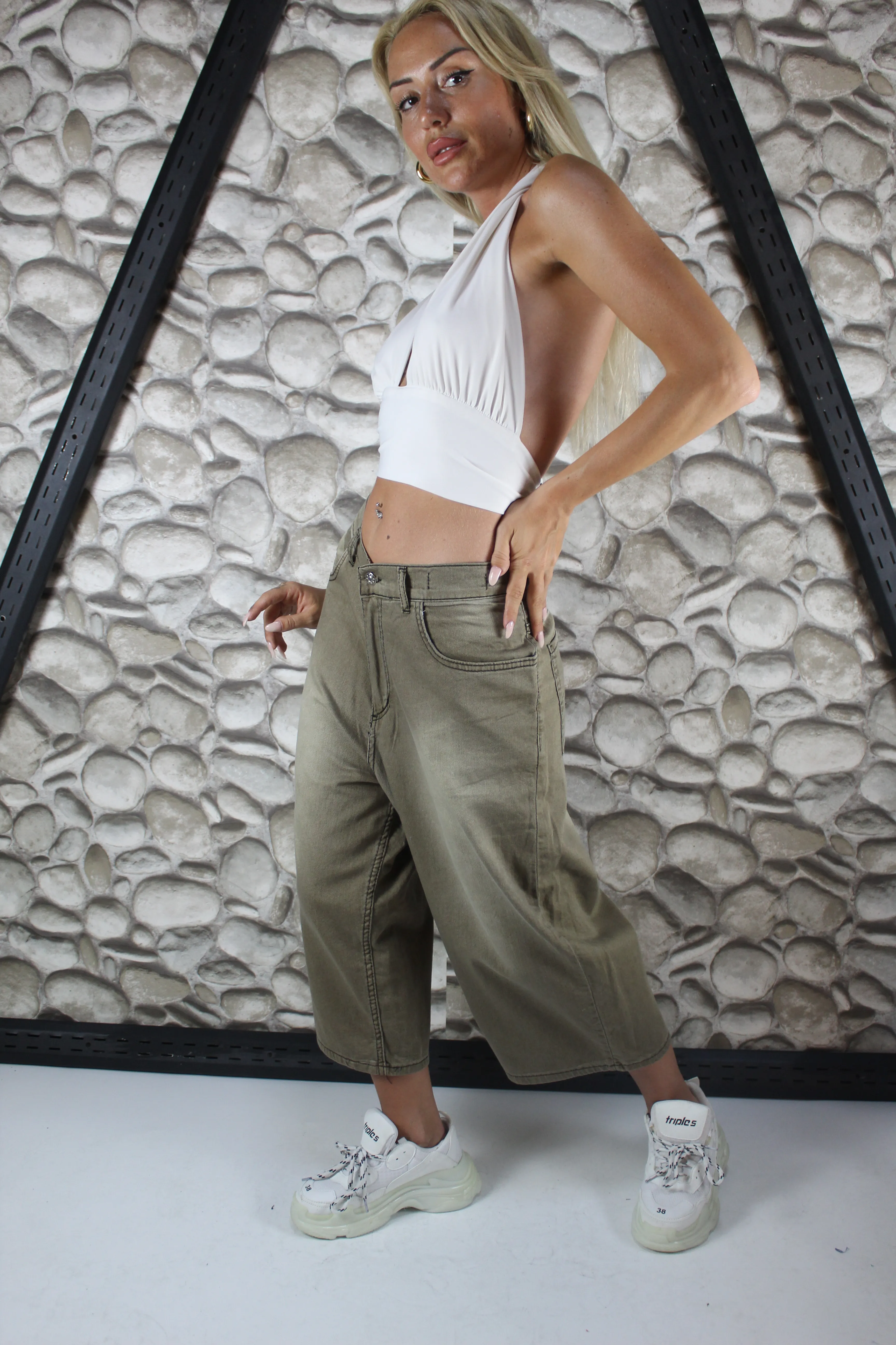 LİKRALI VİNTAGE YIKAMA BAGGY ŞORTOLON