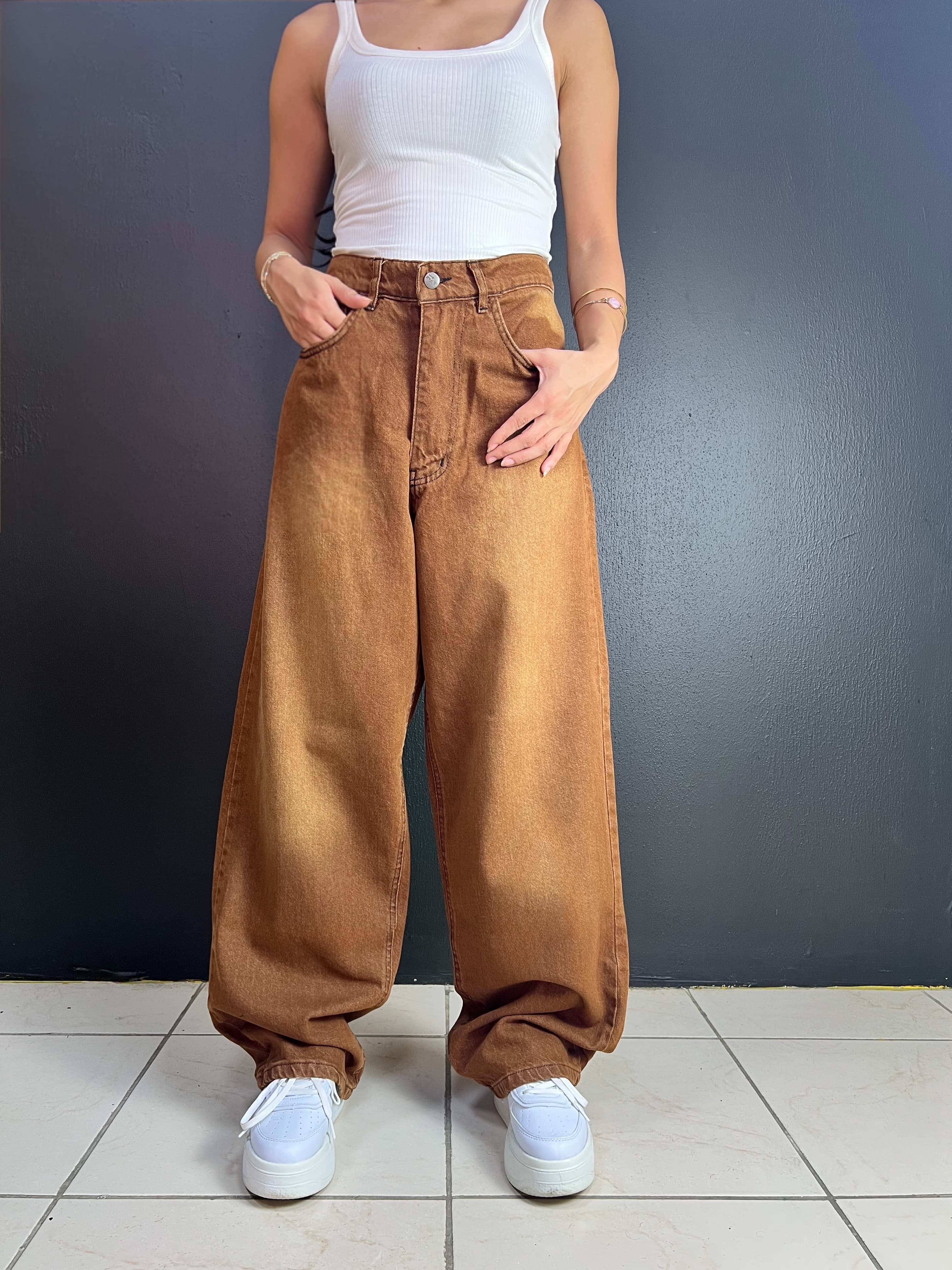 VINTAGE ESKİTME KAHVERENGİ BAGGY
