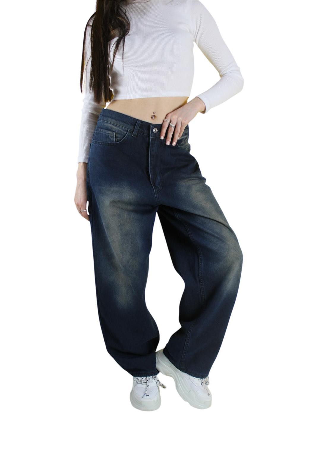 VİNTAGE ESKİTME YIKAMA UNİSEX BAGGY JEAN PANTOLON
