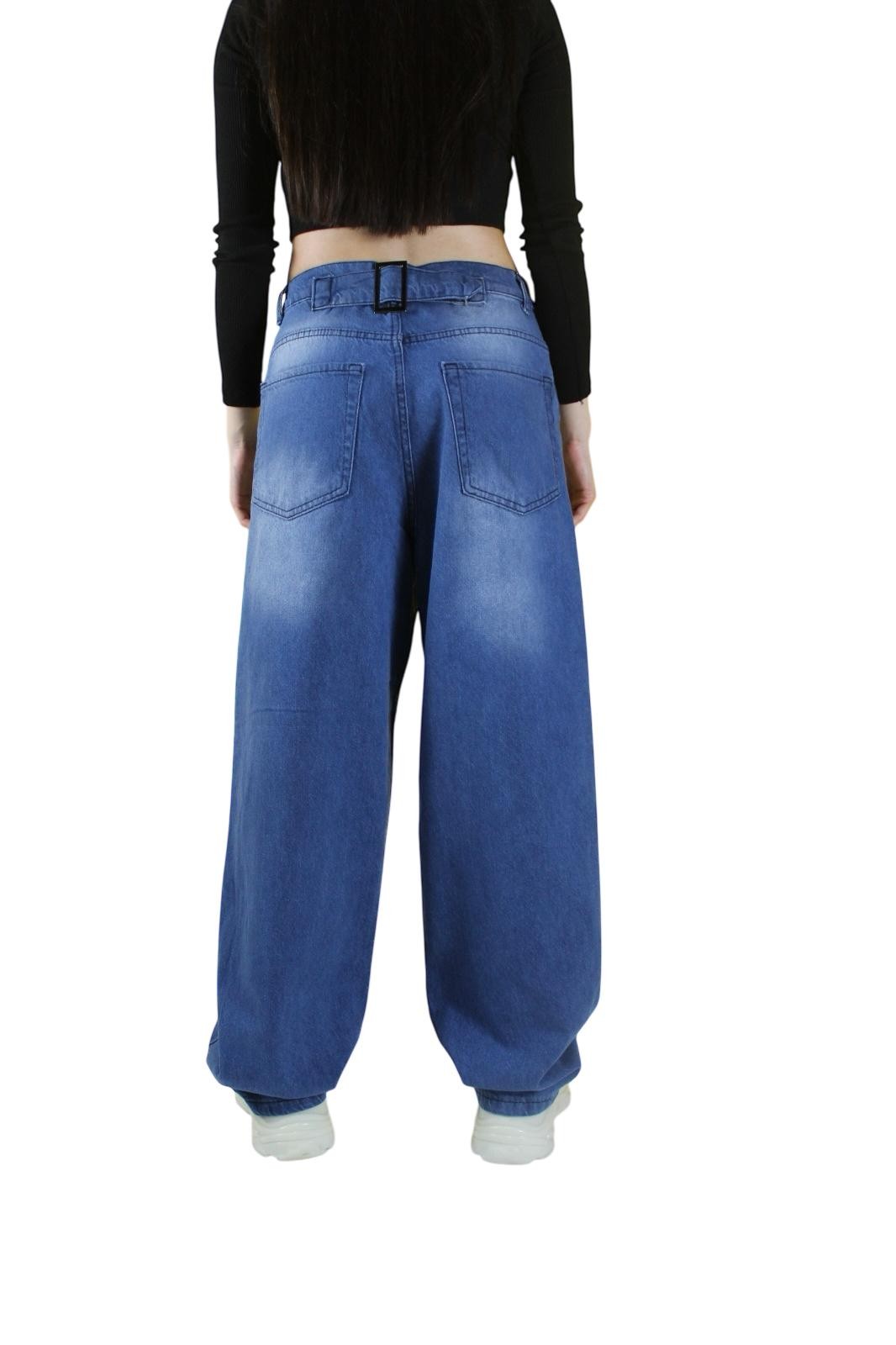 YIKAMALI BEL AYARLANABİLEN TOKA DETAYLI BAGGY JEAN PANTOLON