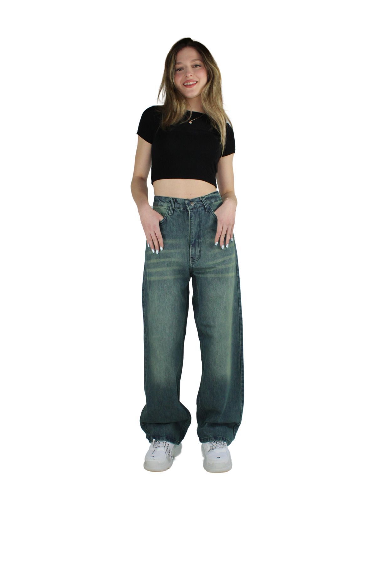 Eskitme Yıkama Baggy Jean Unisex Pantolon