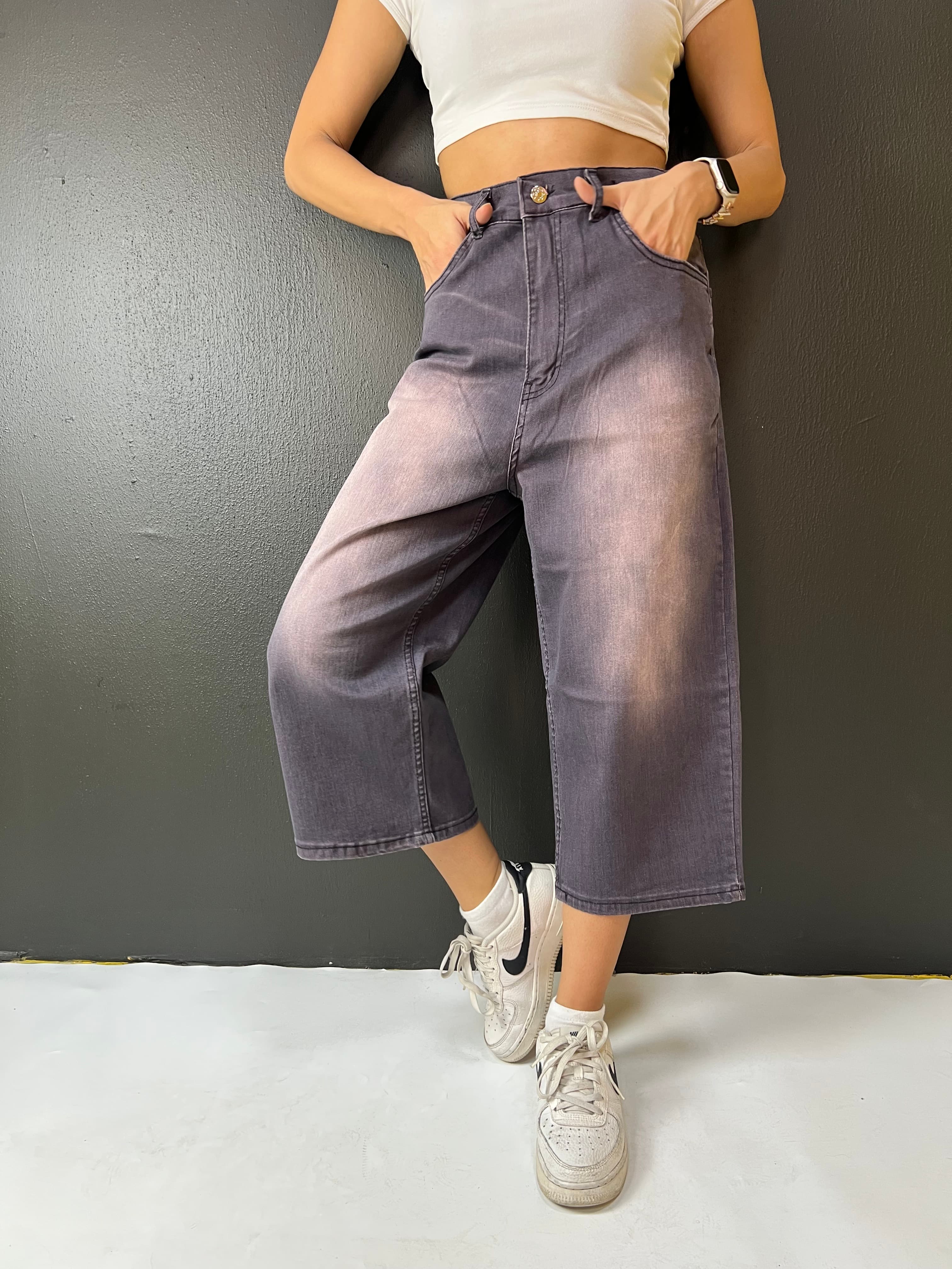 LİKRALI BAGGY ŞORTOLON  LİLA