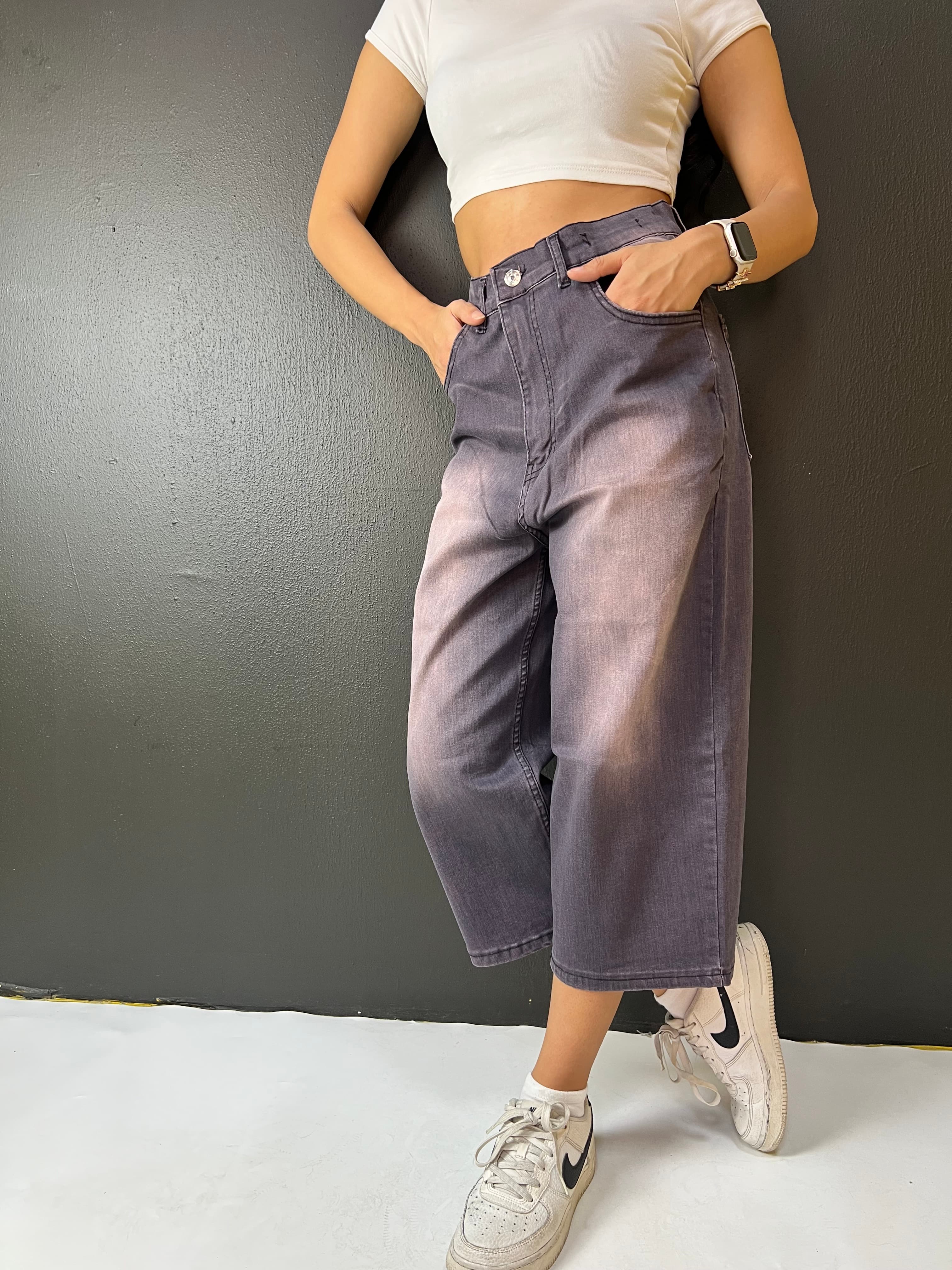 LİKRALI BAGGY ŞORTOLON  LİLA