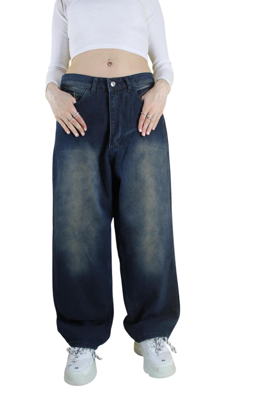 VİNTAGE ESKİTME YIKAMA UNİSEX BAGGY JEAN PANTOLON