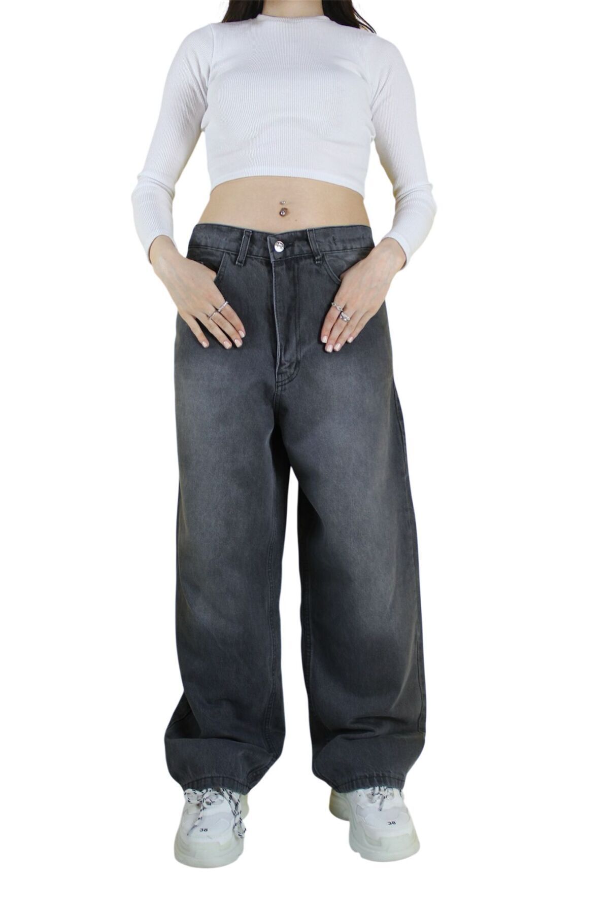 Unisex Eskitme Baggy Jeans