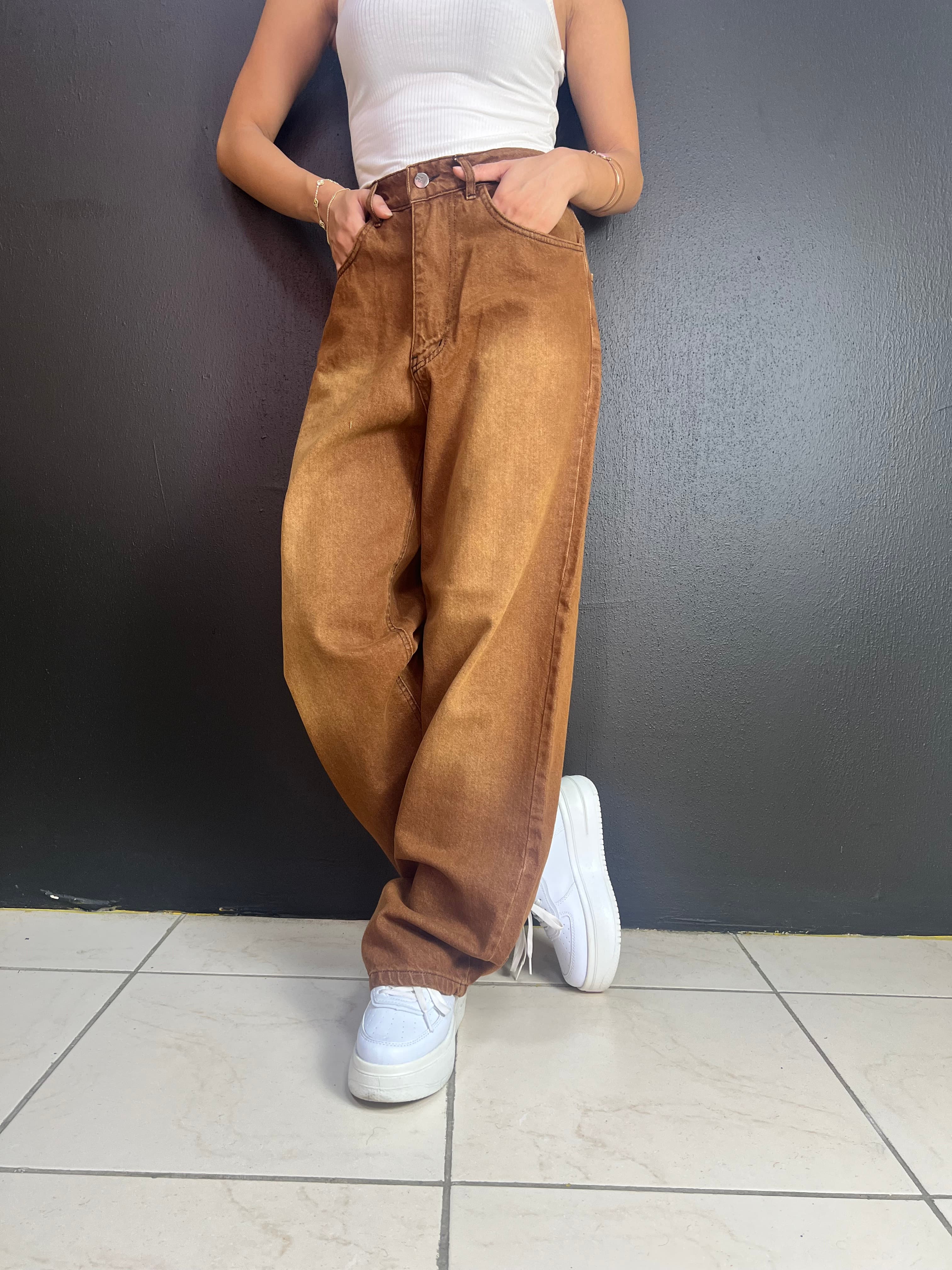 VINTAGE ESKİTME KAHVERENGİ BAGGY
