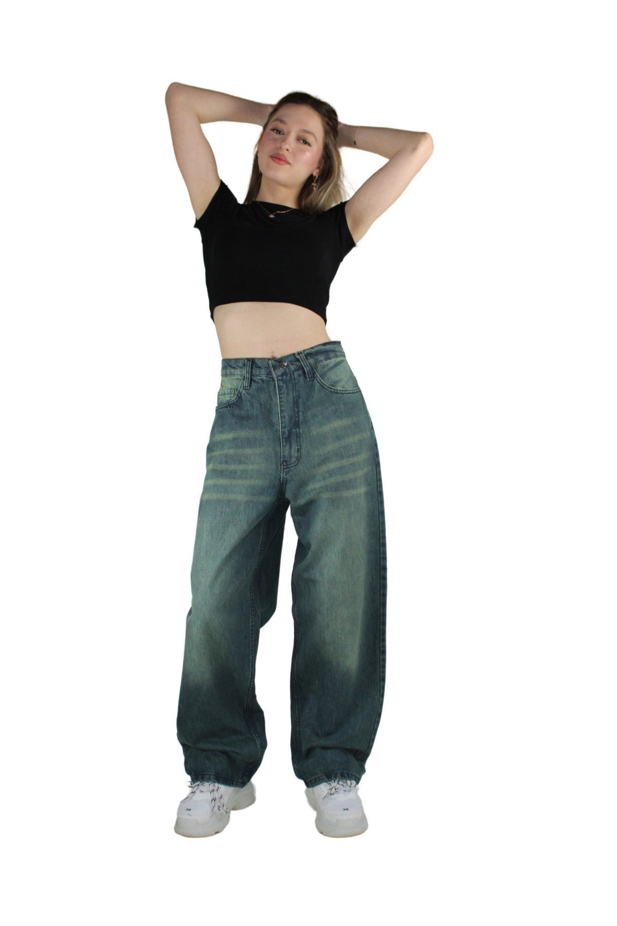 Eskitme Yıkama Baggy Jean Unisex Pantolon