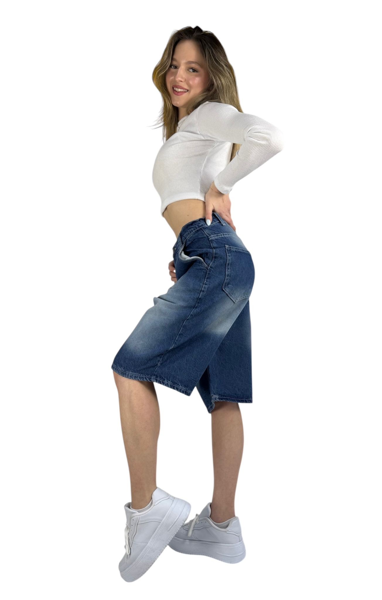unisex taşlanmış yıkama baggy şort