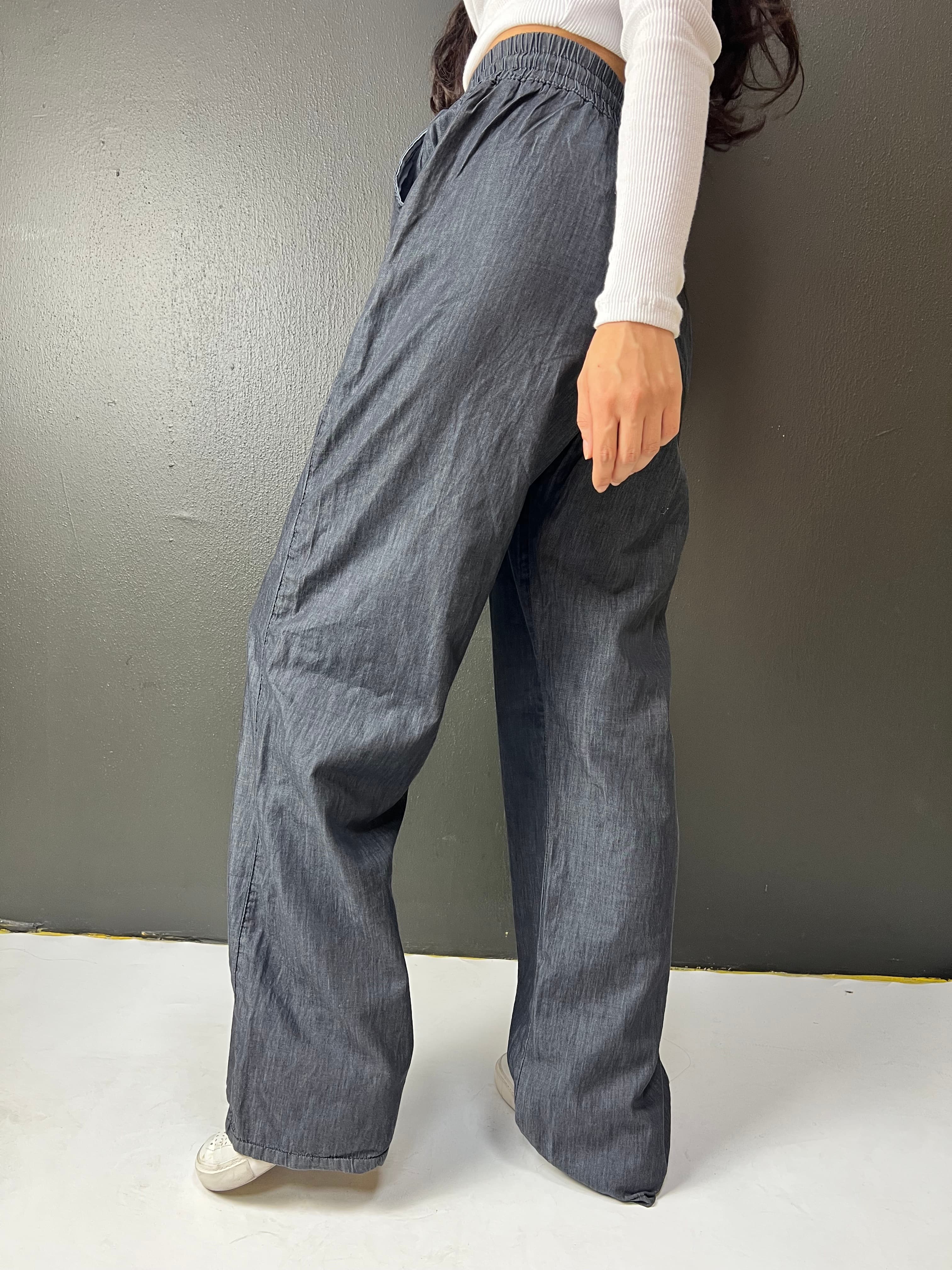 BEL LASTİKLİ BAĞCIKLI BOL PAÇA PALAZZO YAZLIK DENIM PANTOLON