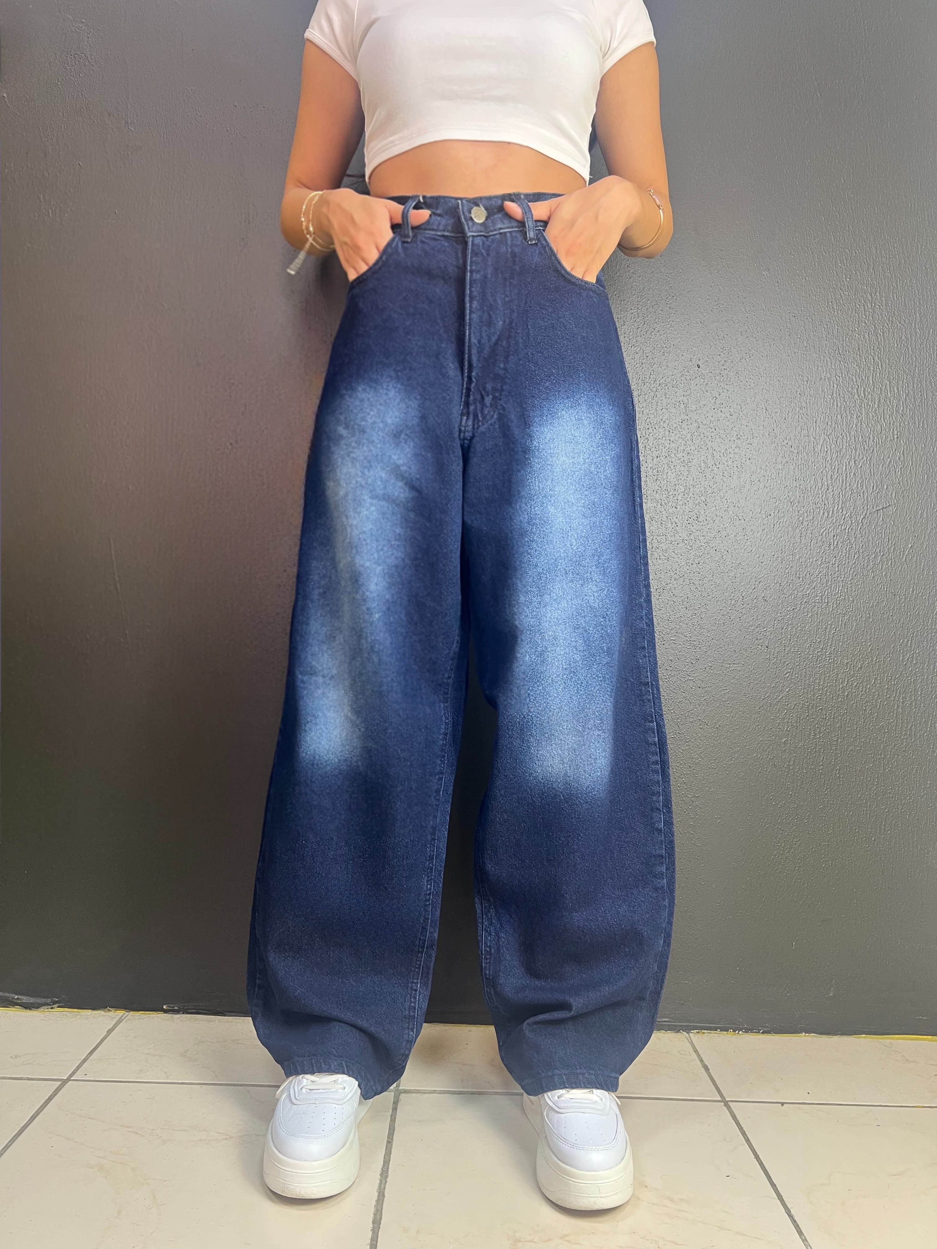 VINTAGE YIKAMA  LACİVERT BAGGY
