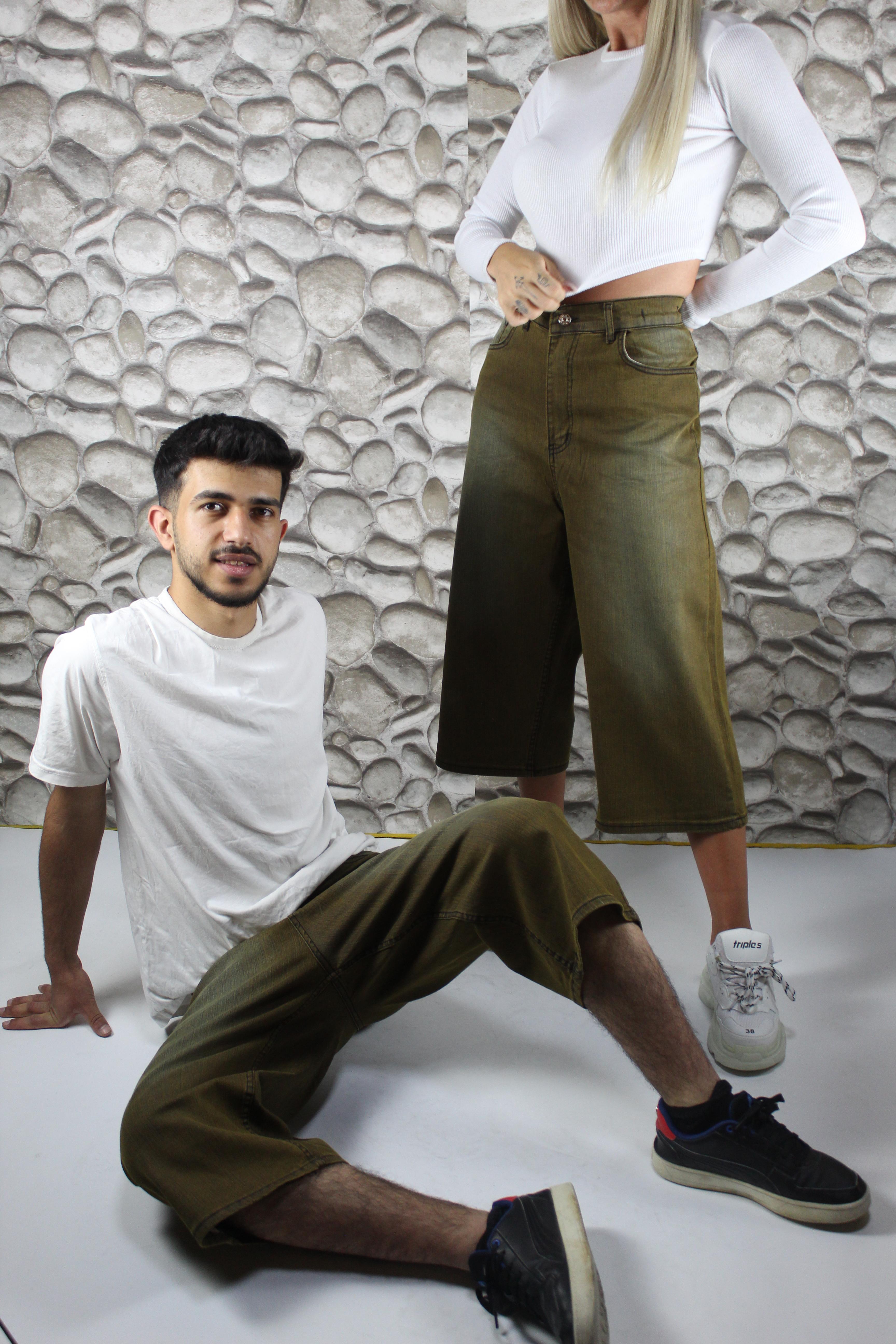 unisex likralı baggy şortolon