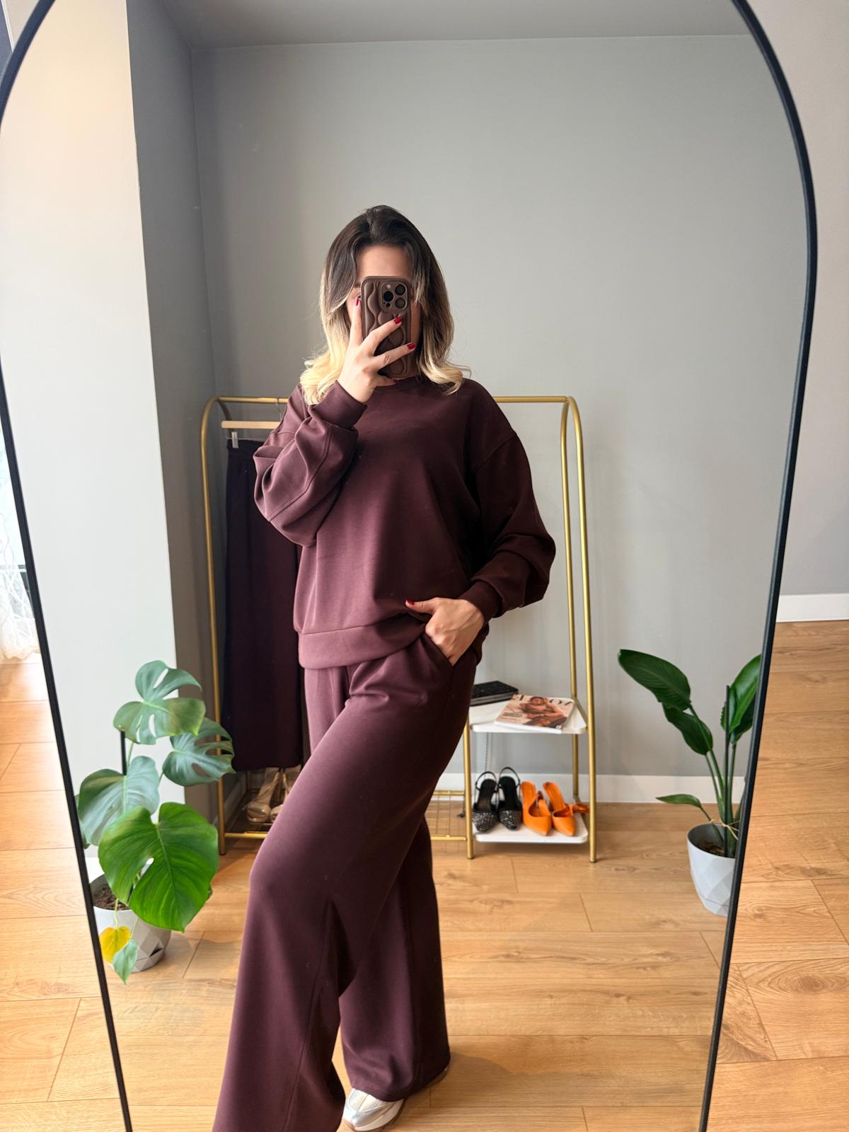 Yumuşak Dokulu Bordo Modal Kumaş Mevsimlik Takım