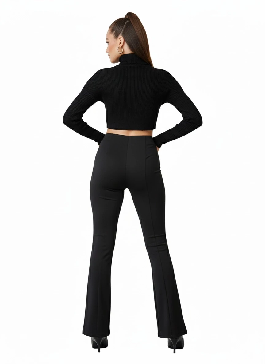 yüksek bel önü yırtmaçlı pantolon