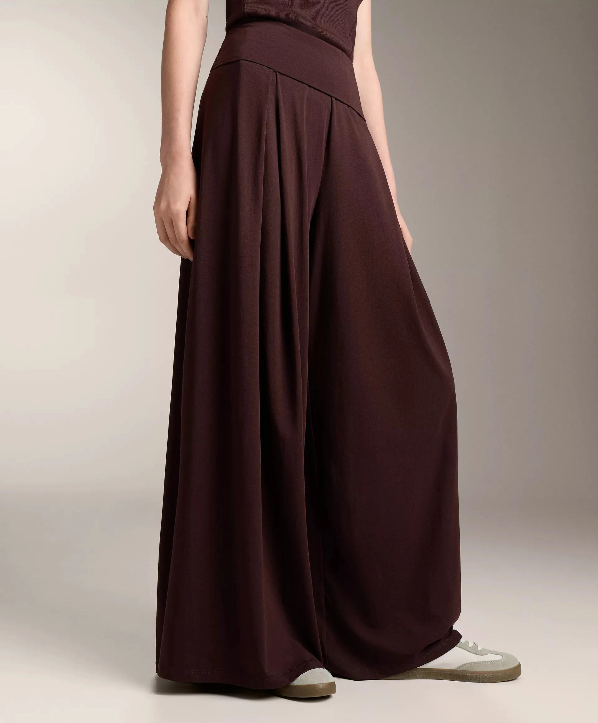  Oysho Pamuklu Modal Kumaş, kıvrık belli, düz kesim pantolon - 36