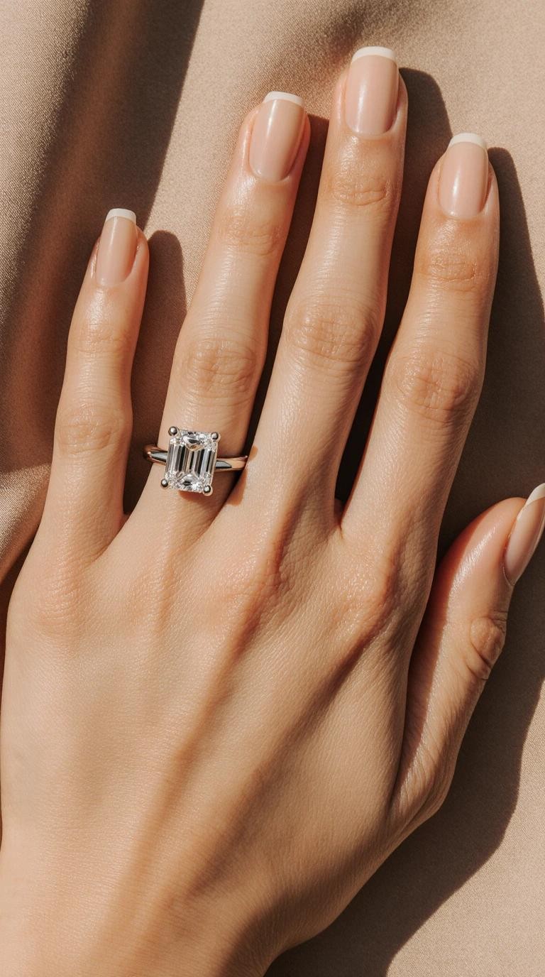 EVYANA  Emerald Cut Tektaş Yüzük 