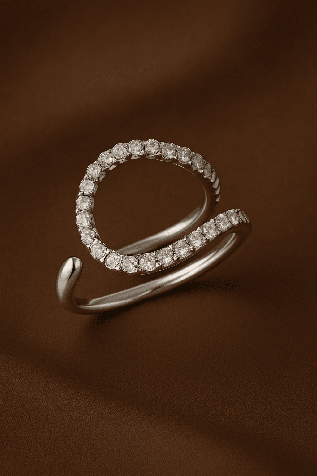 Infinity Drop Diamond-Paved Open Spiral Ring