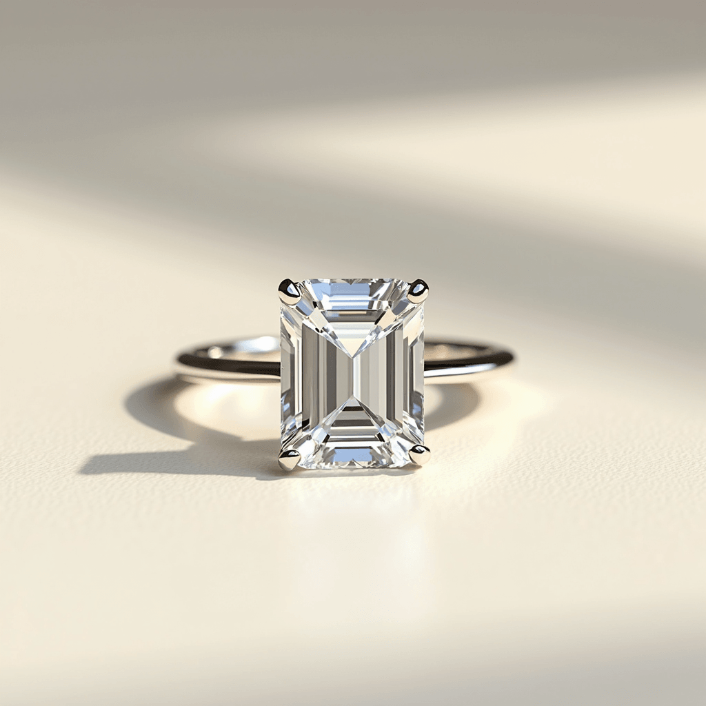 EVYANA  Emerald Cut Tektaş Yüzük 