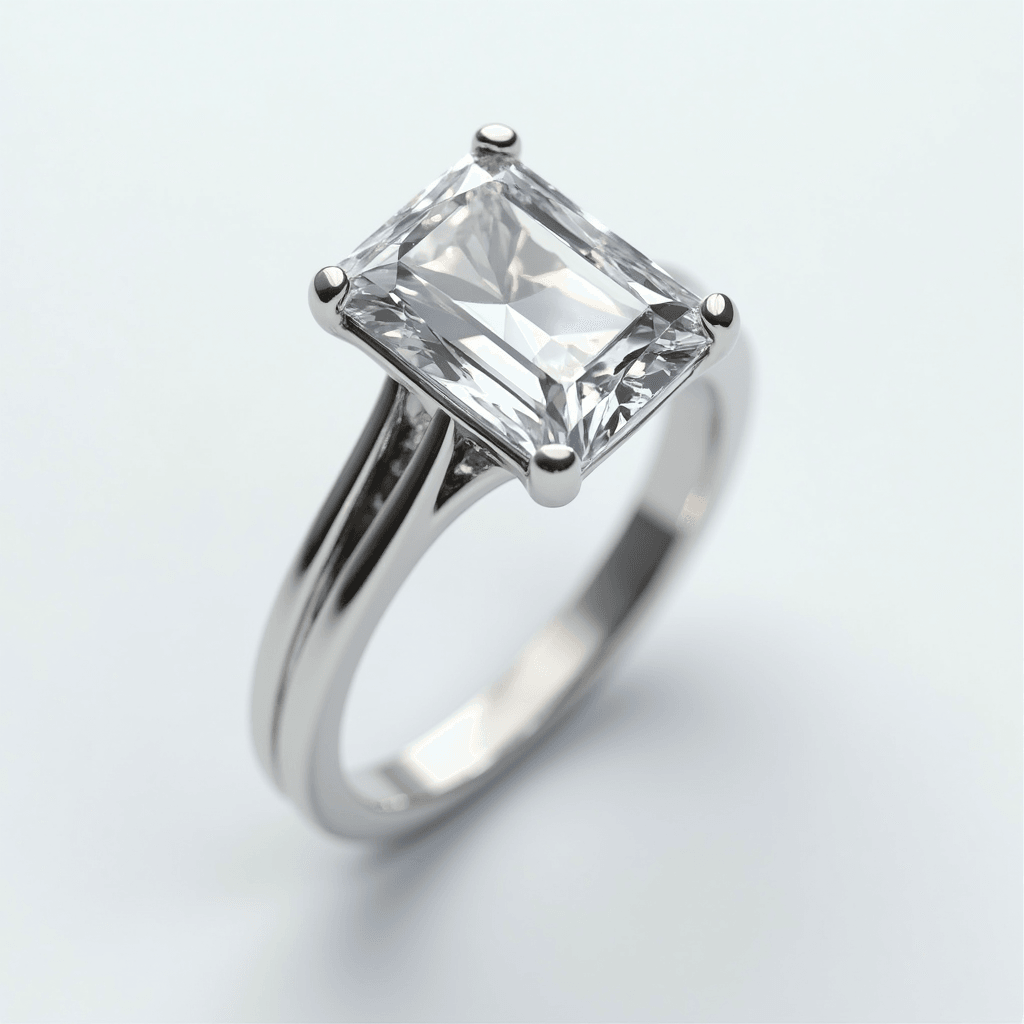 EVYANA  Emerald Cut Tektaş Yüzük 
