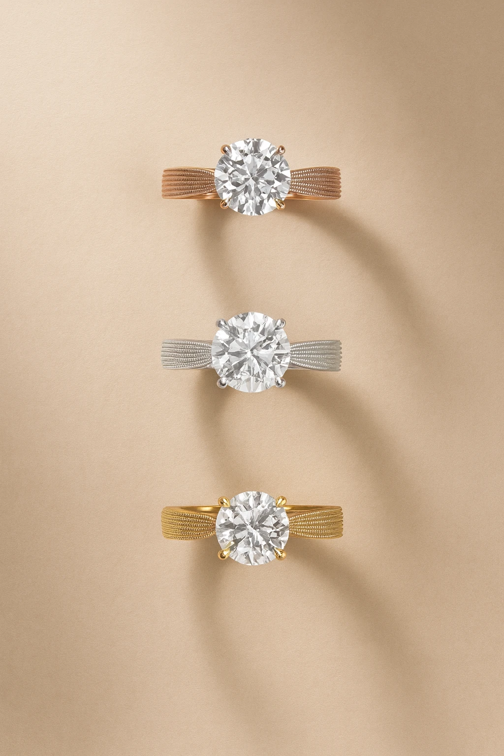 Milgrain Dokulu 14K Altın Tektaş Yüzük | Round Brilliant Lab-Grown Pırlanta | Zarif Solitaire Tasarım