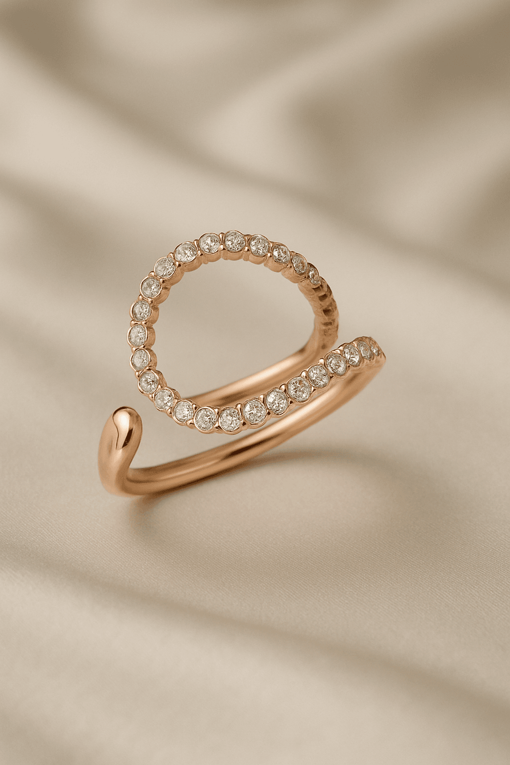 Infinity Drop Diamond-Paved Open Spiral Ring