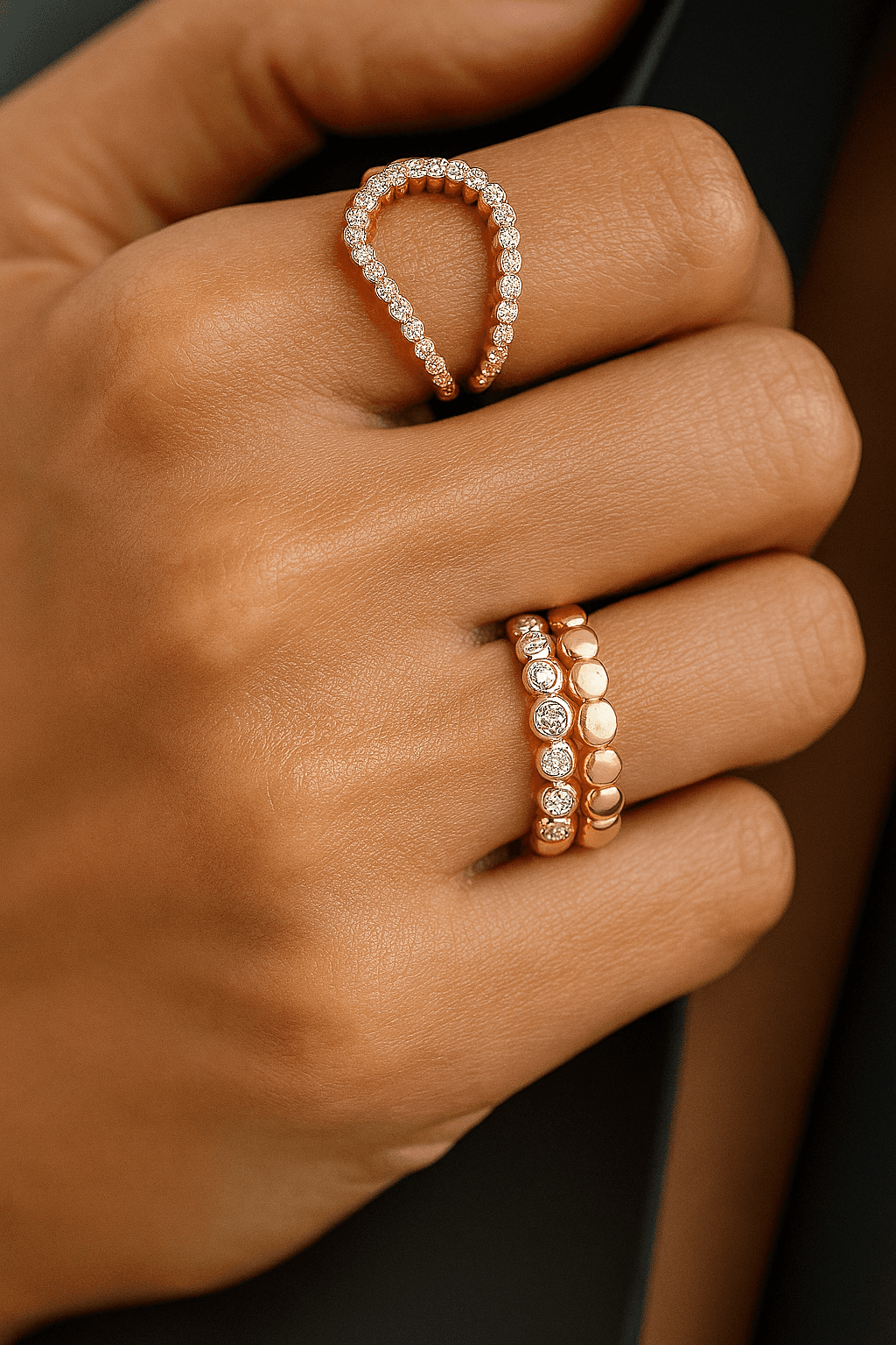 Infinity Drop Diamond-Paved Open Spiral Ring