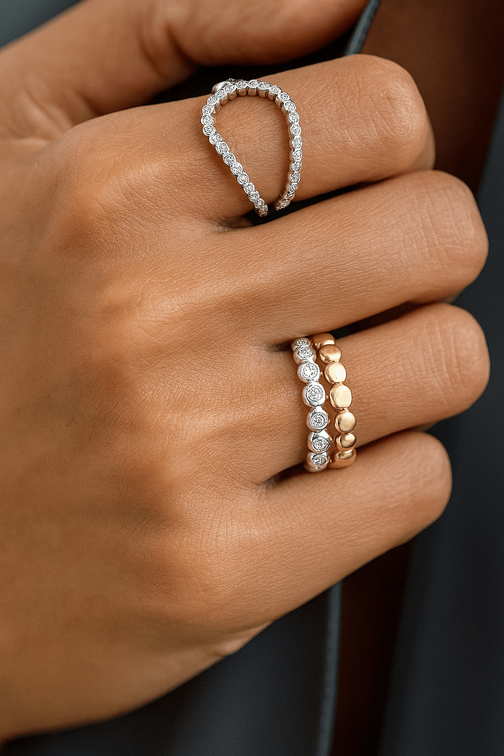Infinity Drop Diamond-Paved Open Spiral Ring