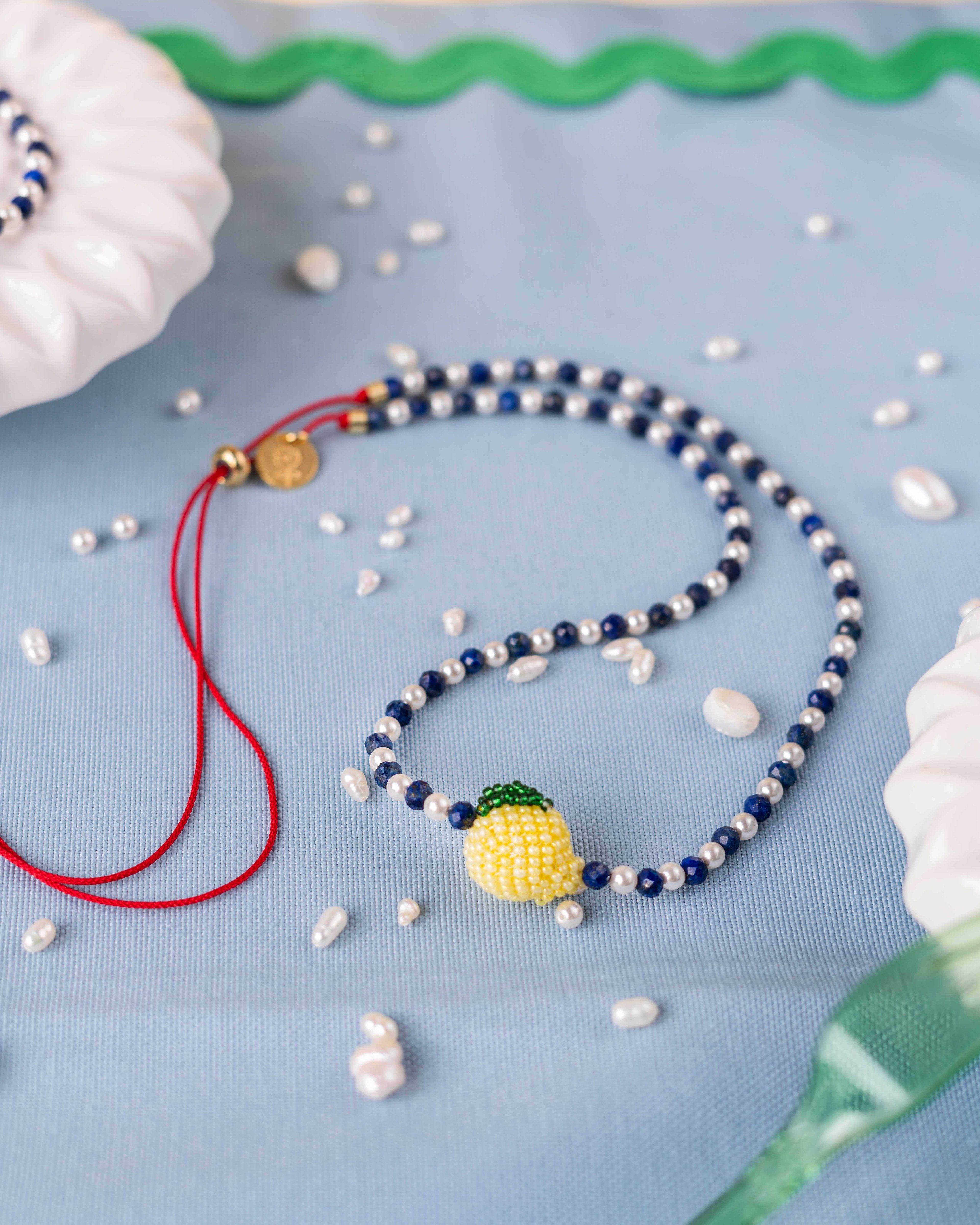 SINGLE LEMON STRIPED NECKLACE