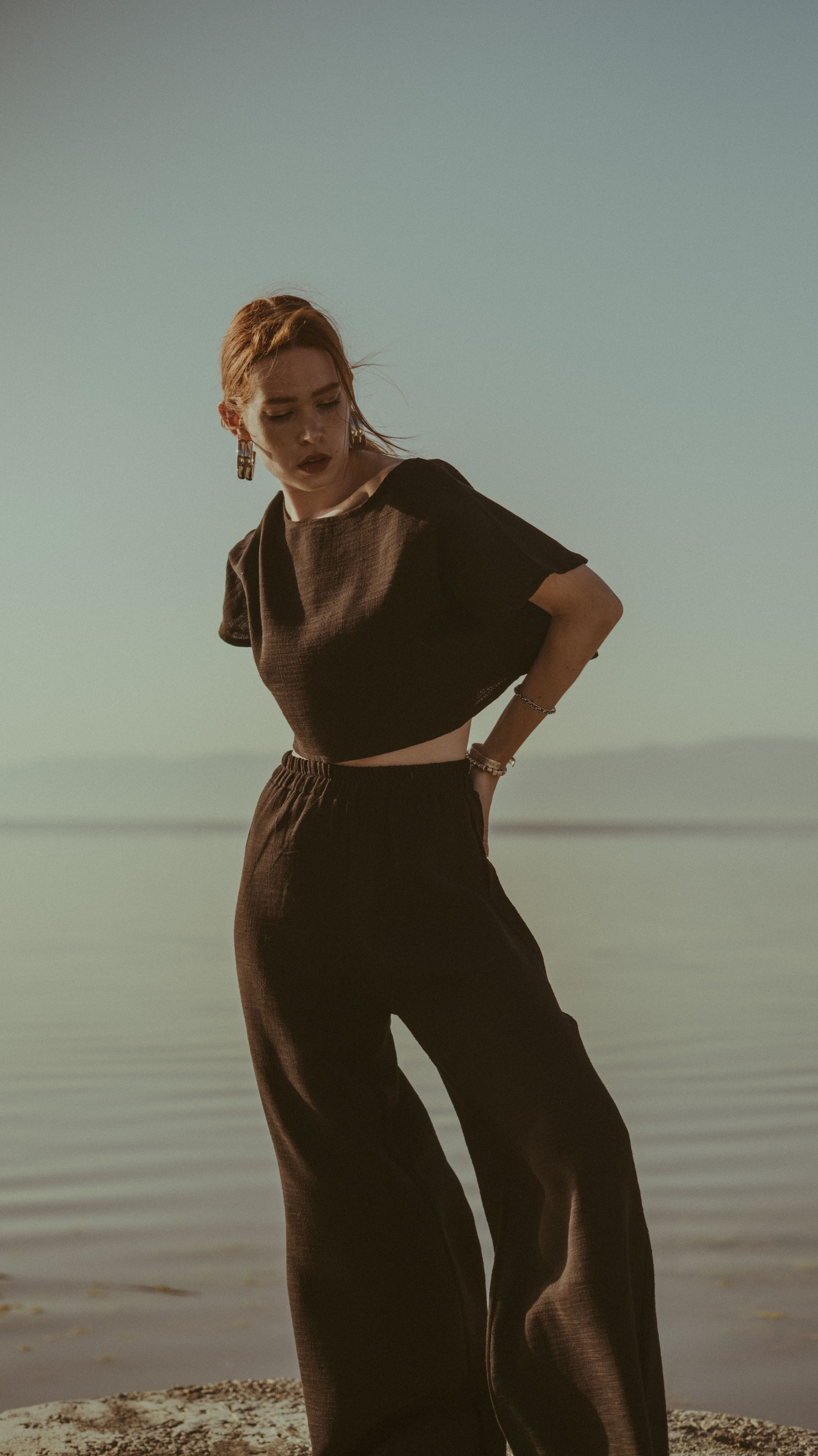 Müslin Crop -  Siyah