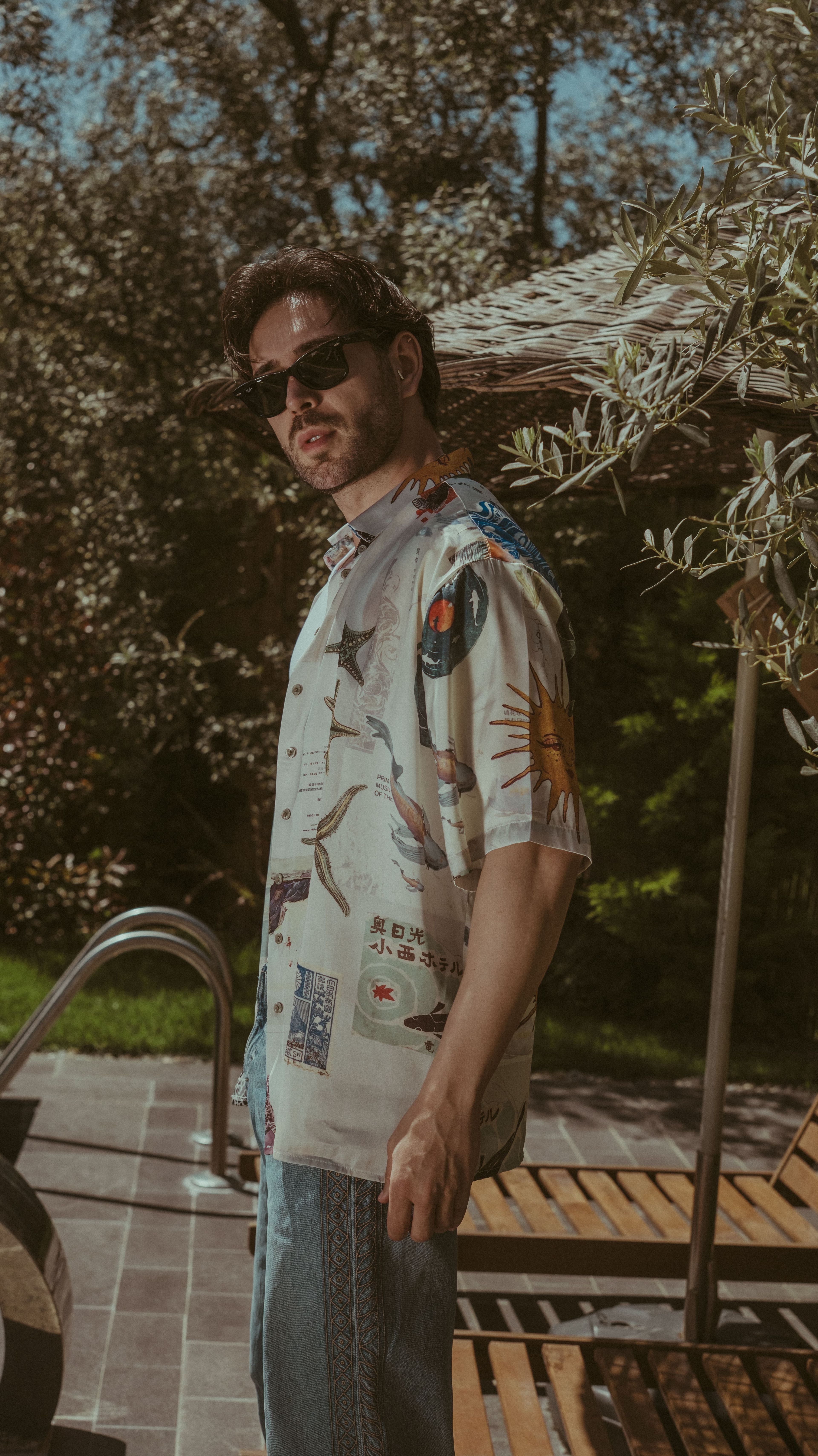 Tasarım Karışık Desen Saten Oversize Gömlek