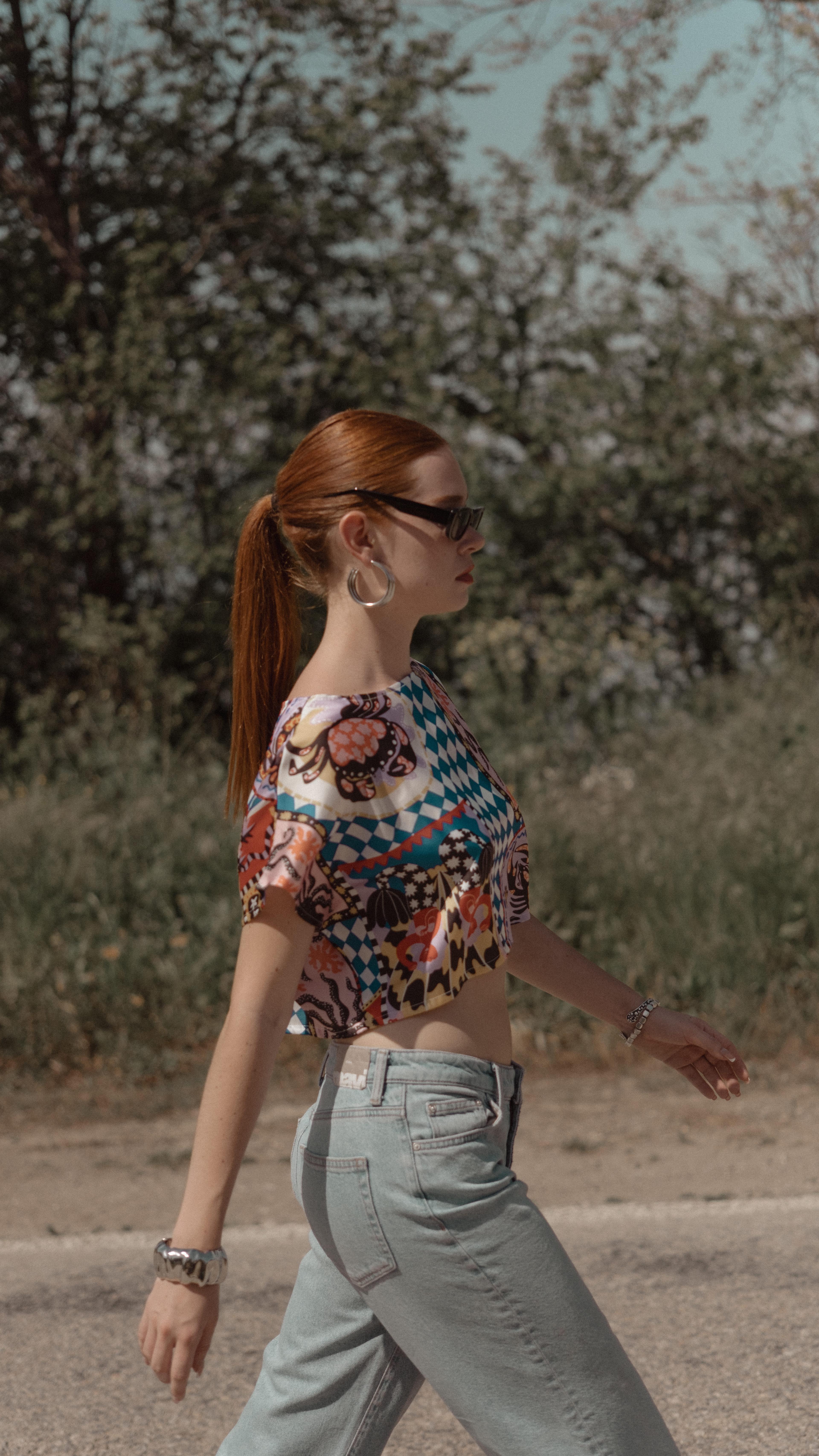 Çok Renkli Saten Crop