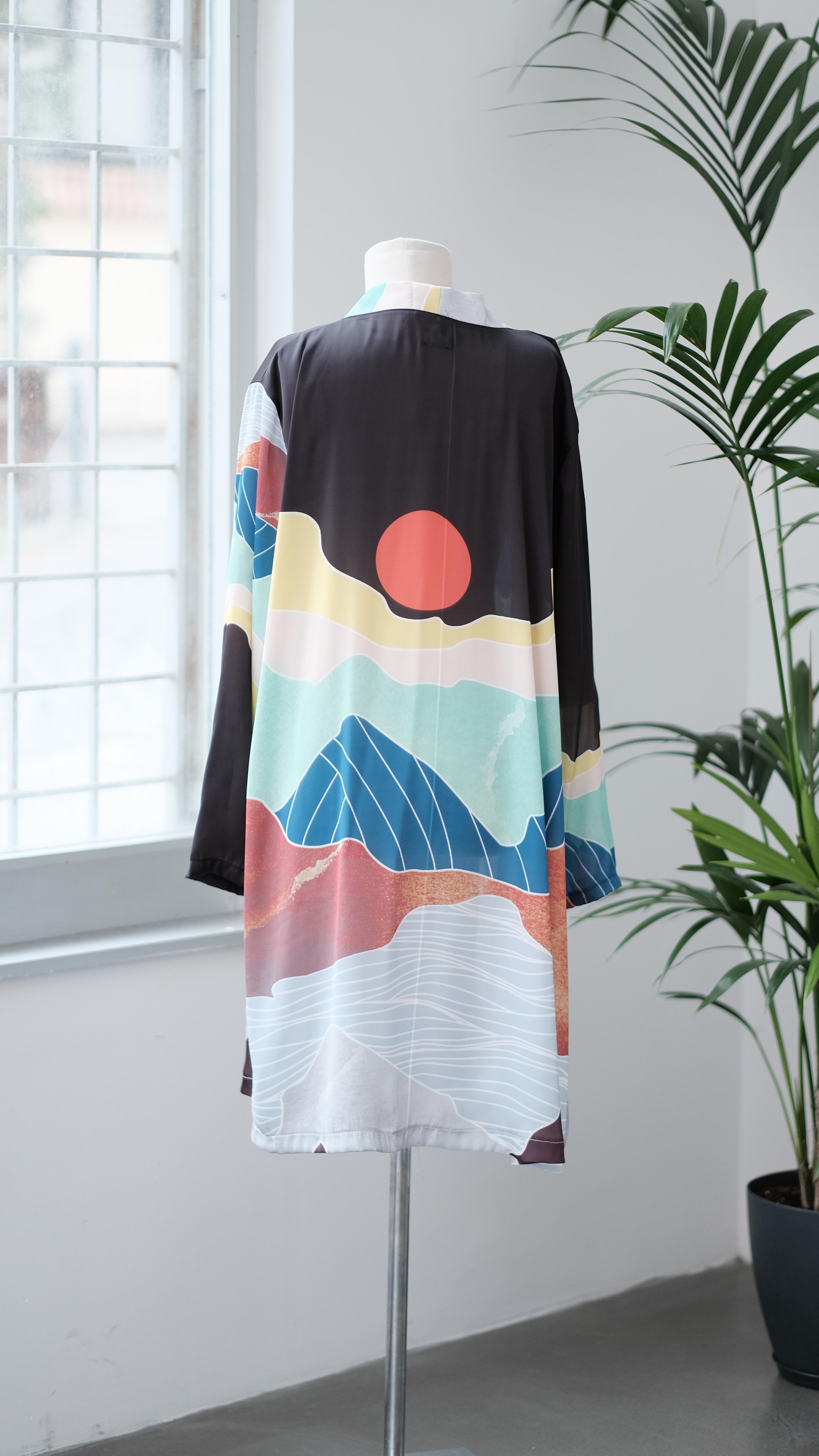 Sunset Saten Kimono