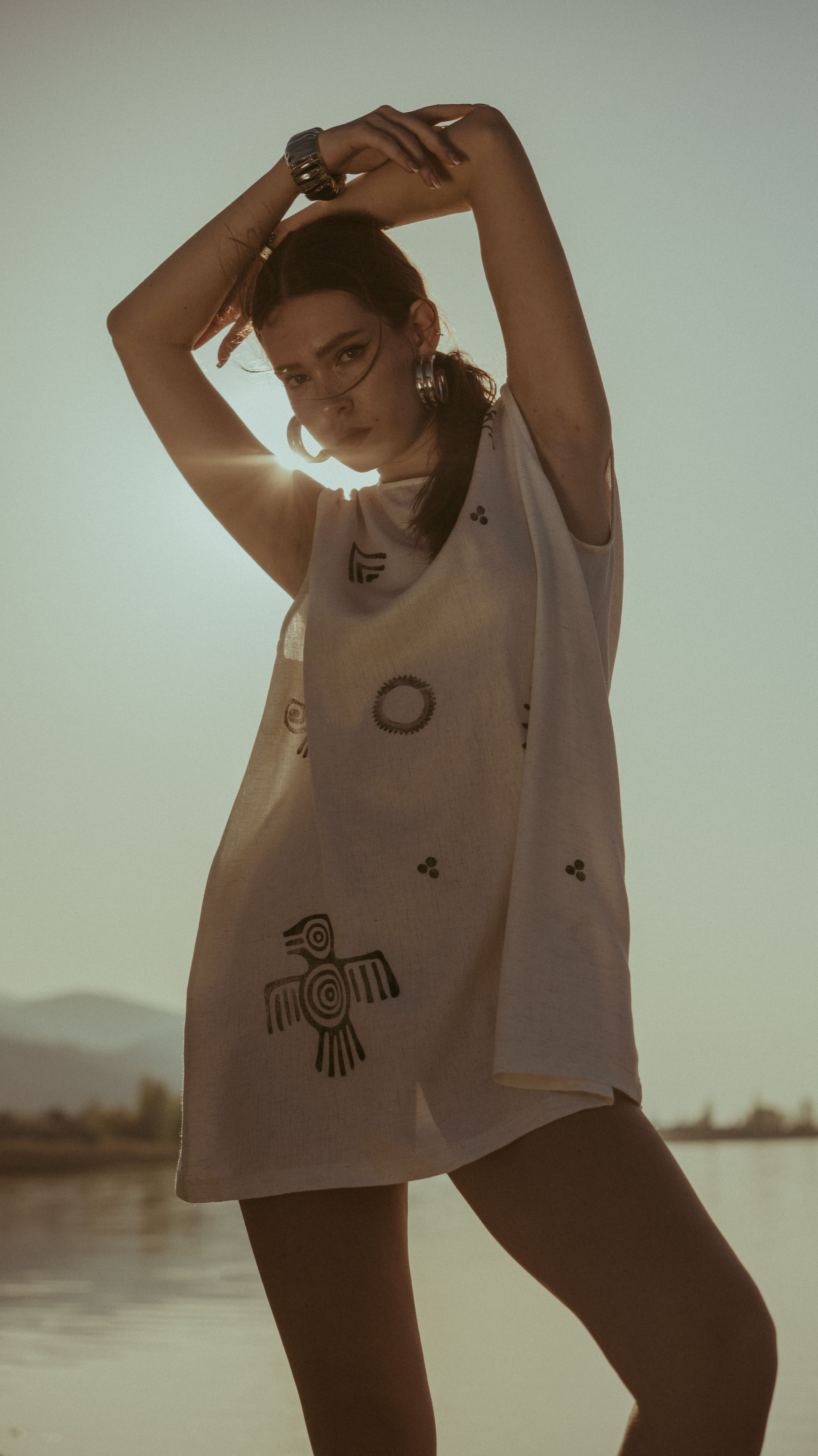 Moonstone Keten Elbise