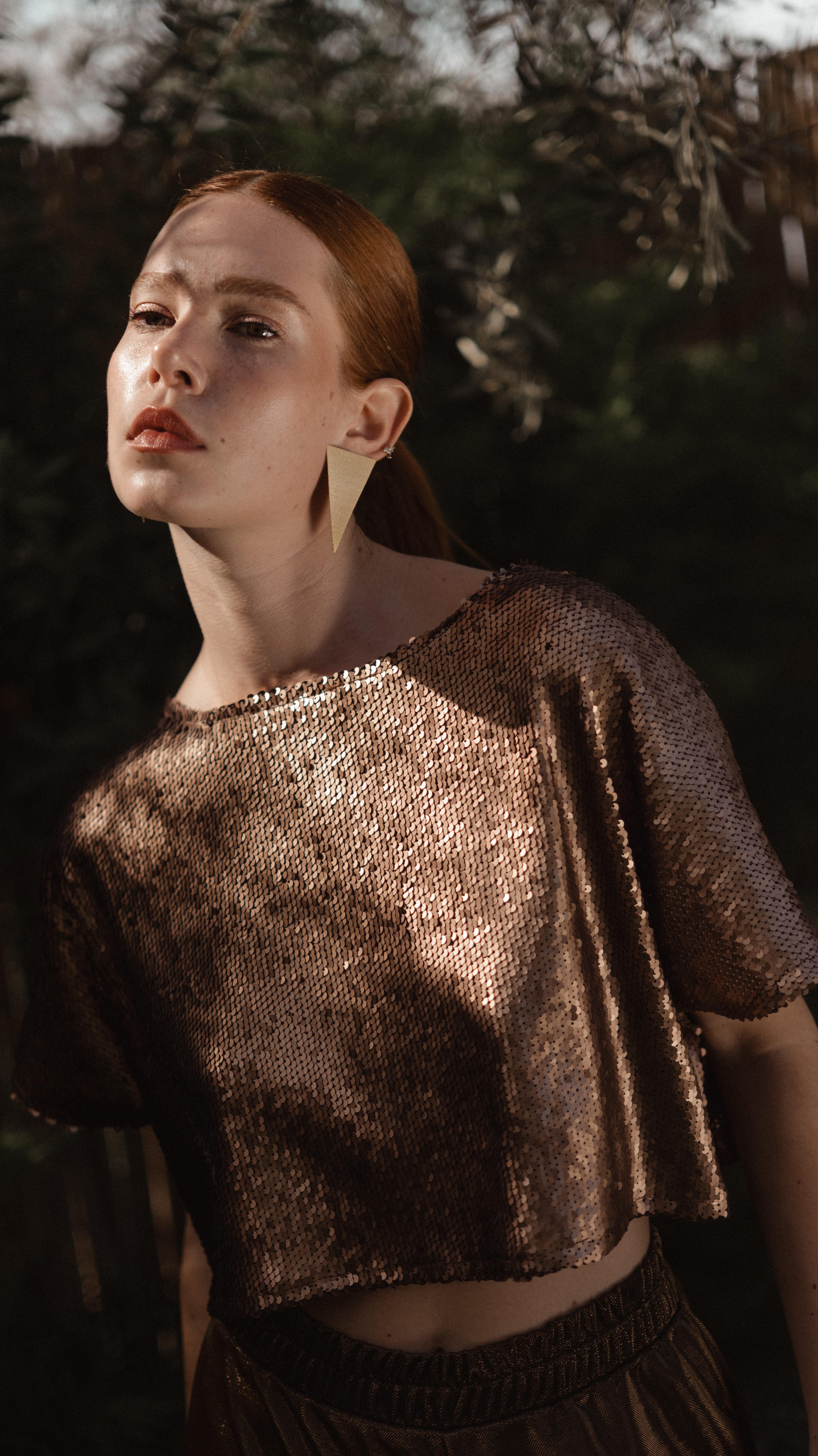 Gold Pullu Payet Bedensiz Crop