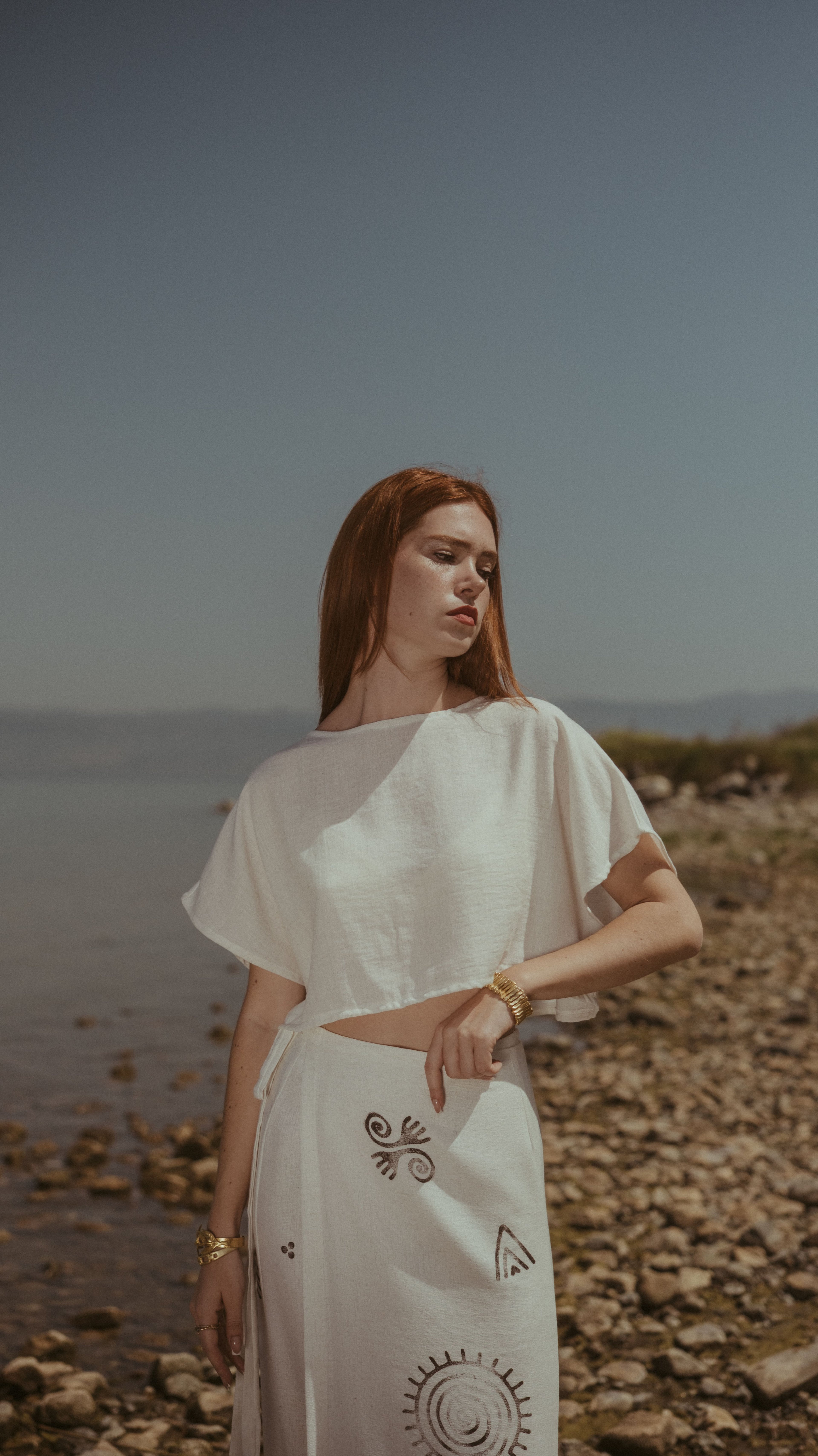 Basic Bedensiz Keten Crop - Beyaz