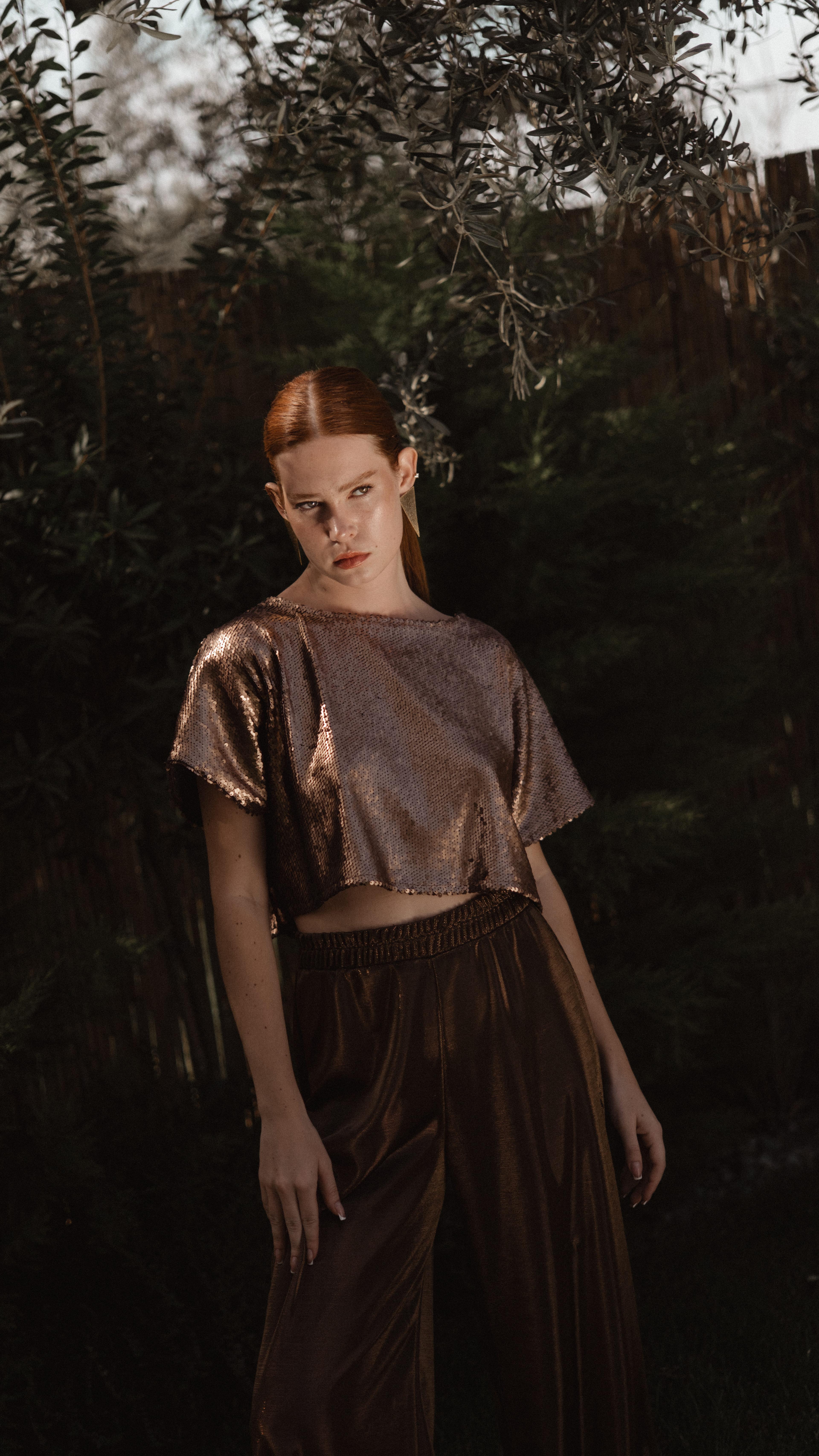 Gold Pullu Payet Bedensiz Crop