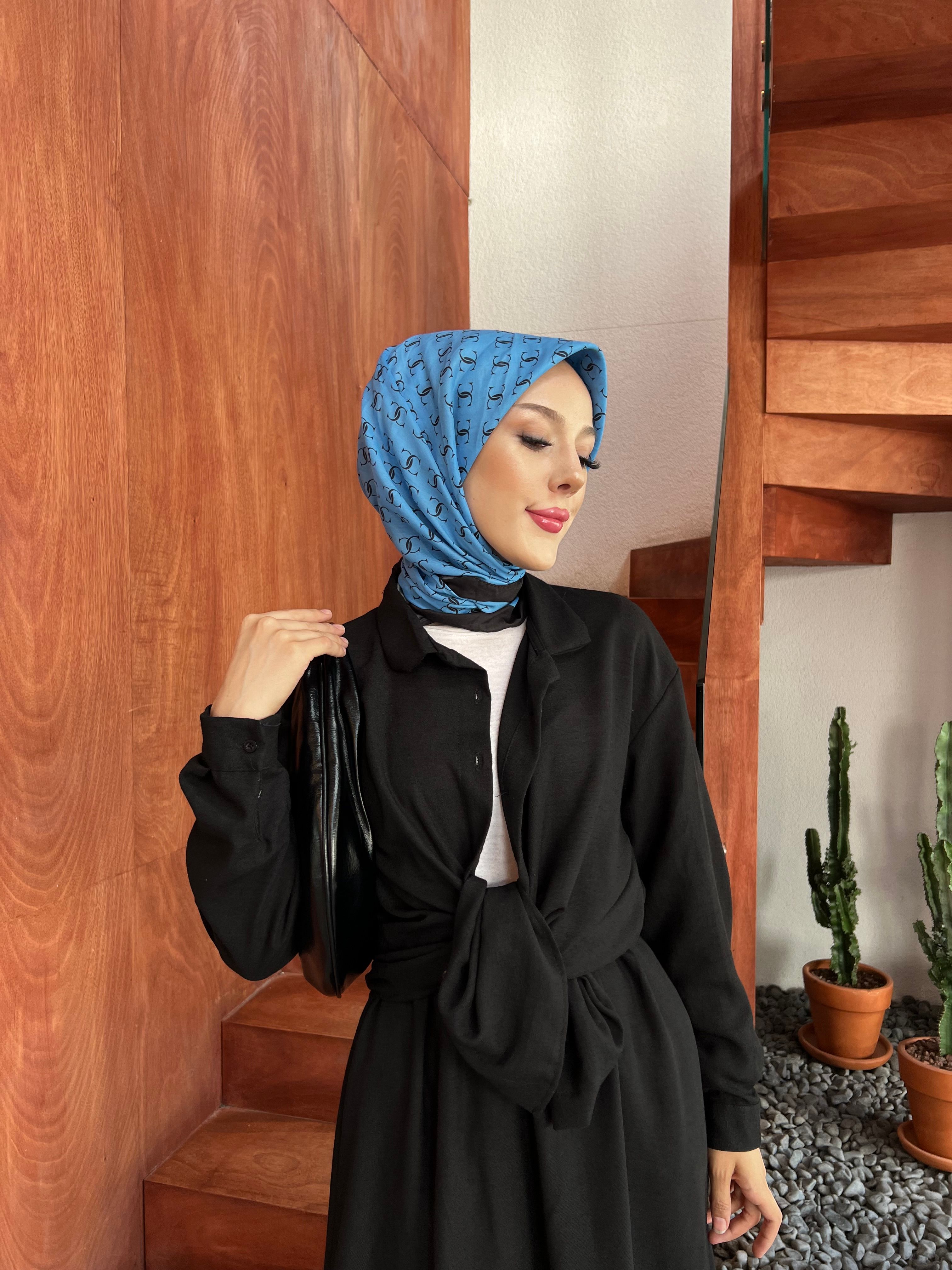 Dijital Soft Eşarp Carrier Scarfs Mavi