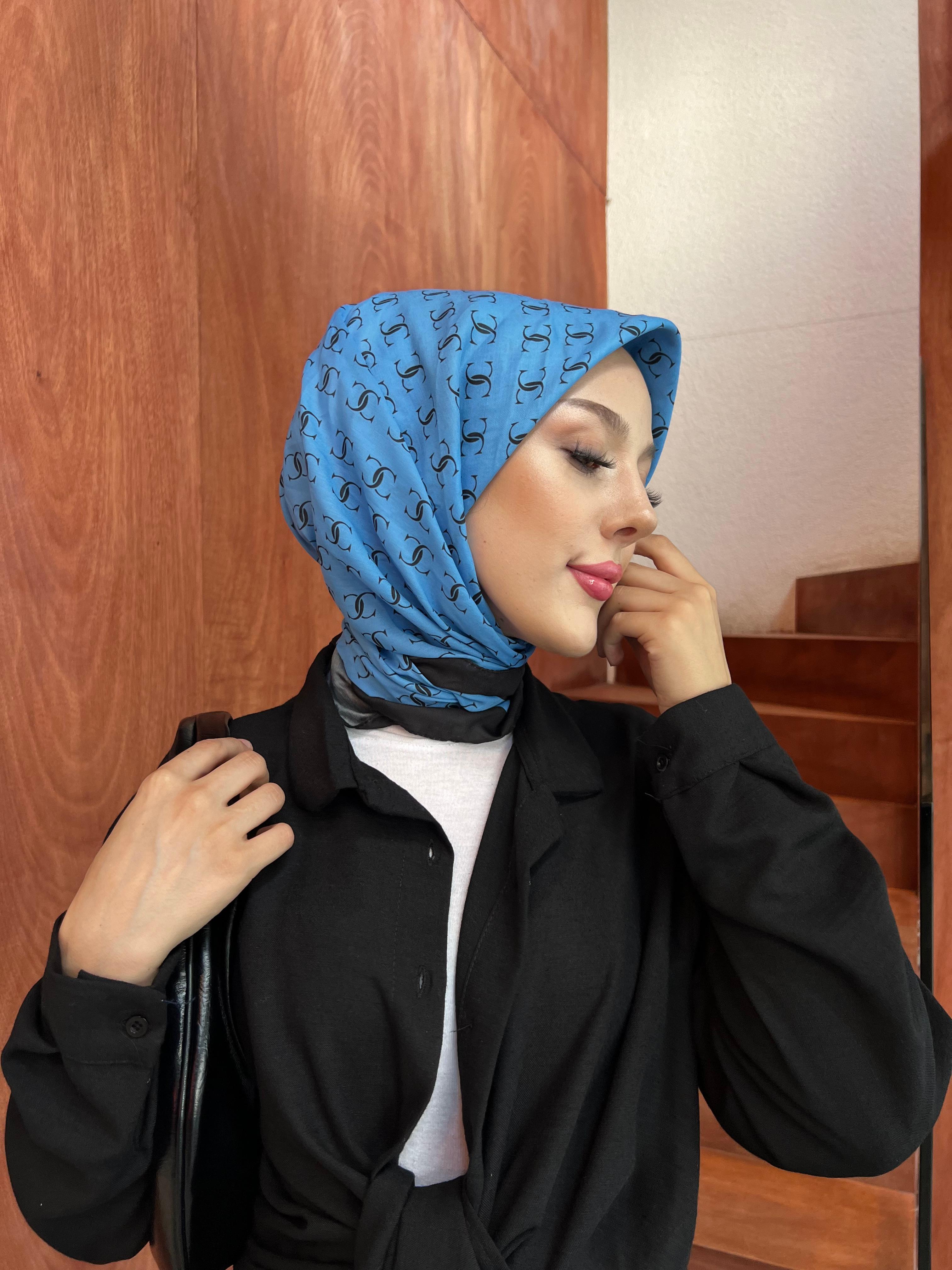 Dijital Soft Eşarp Carrier Scarfs Mavi