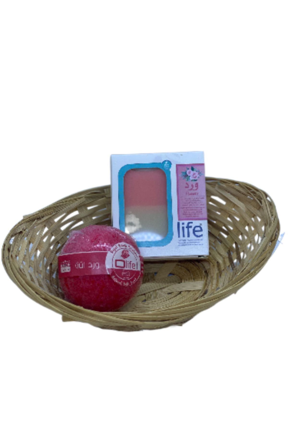 1 rose scented solid soap(100g)+ 1 rose scented bath ball(100g)