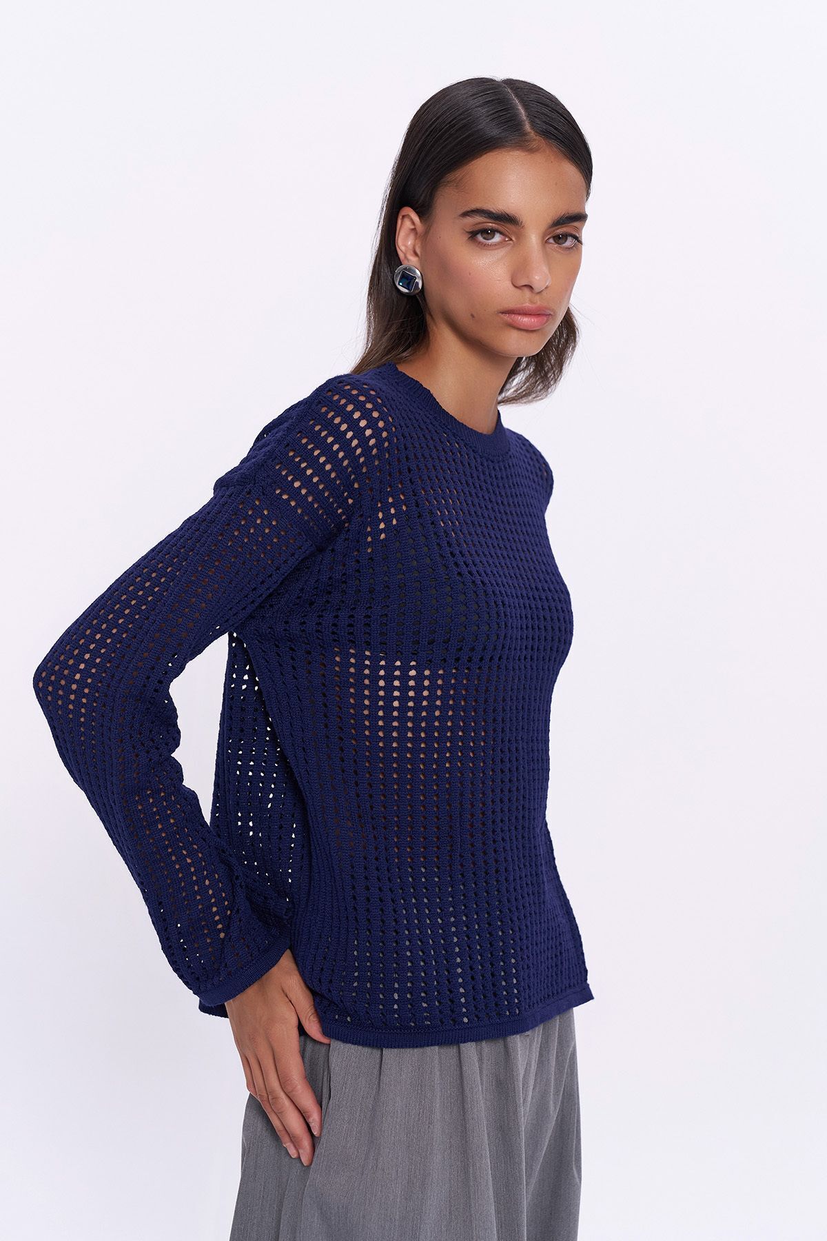 İnce Ajur Triko Lacivert