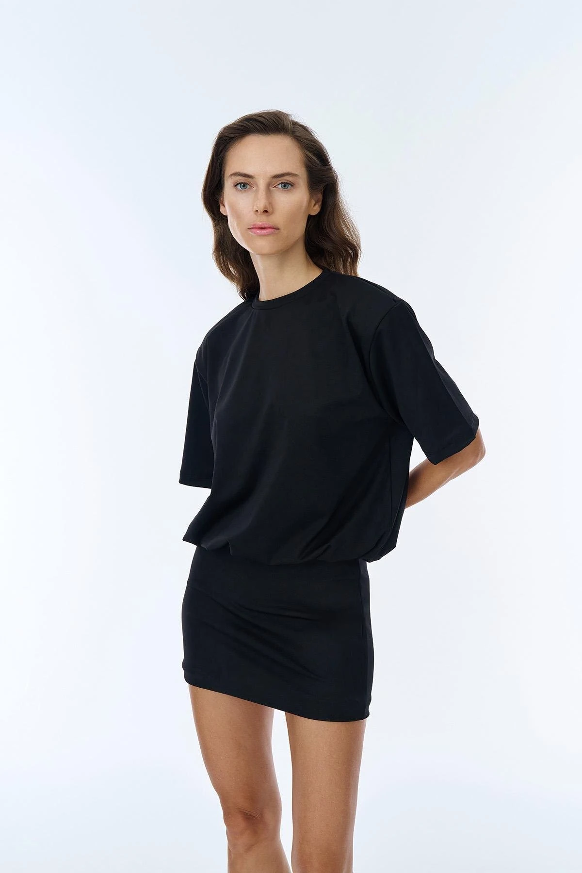 Quzu Vatka Detaylı Elbise Siyah