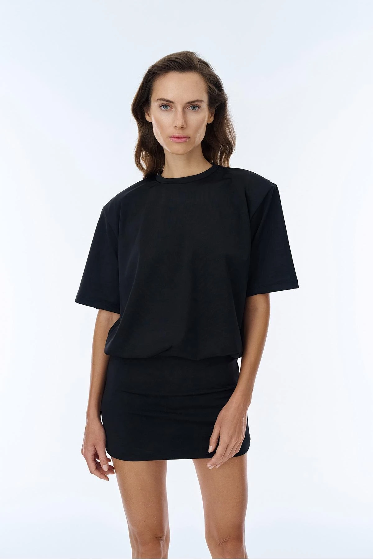 Quzu Vatka Detaylı Elbise Siyah